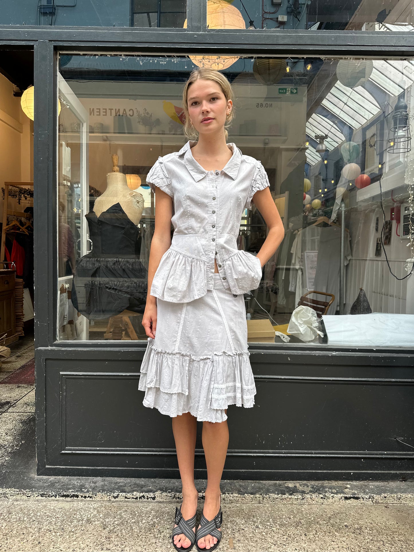 striped cotton top and skirt set