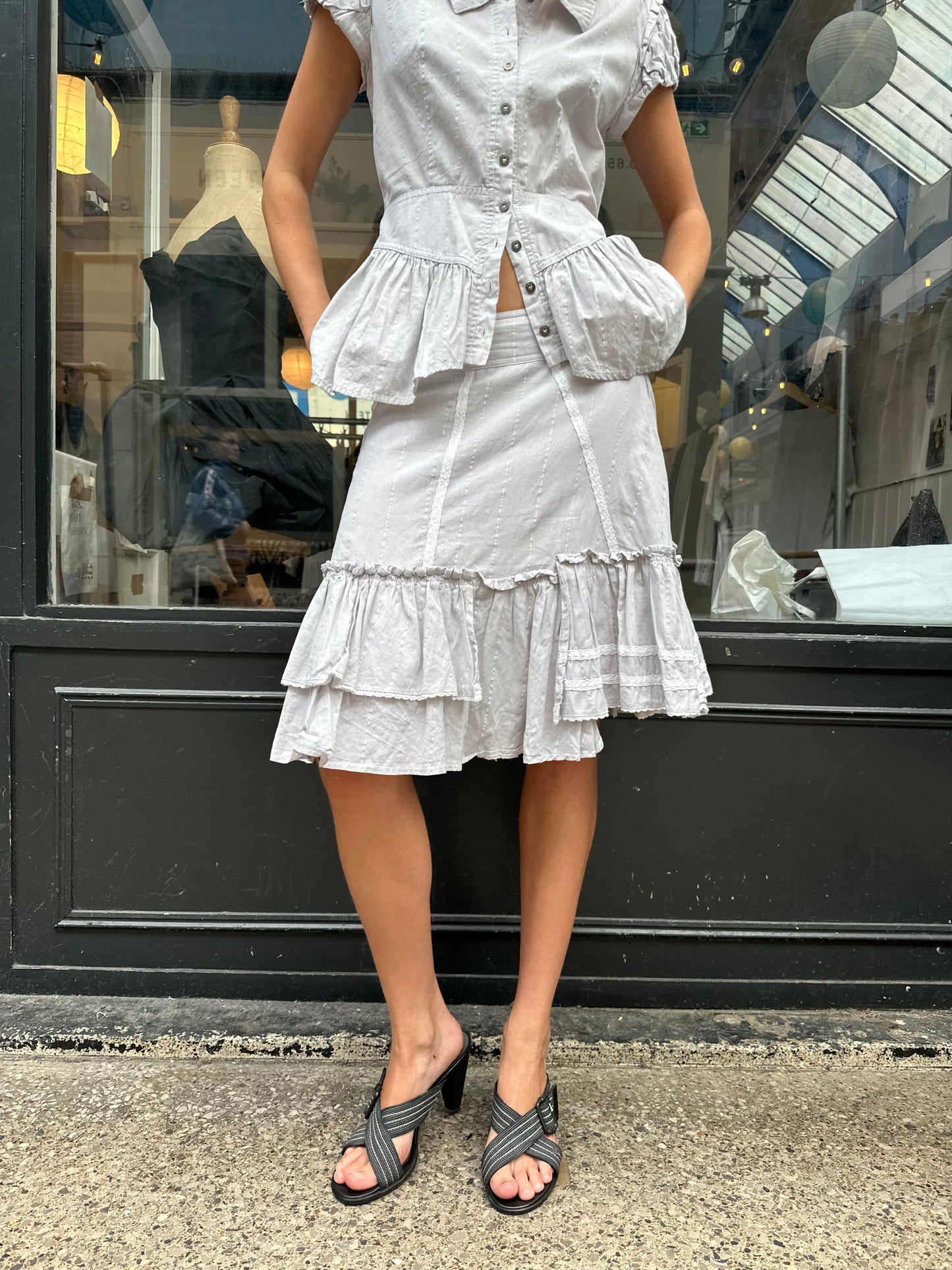 striped cotton top and skirt set