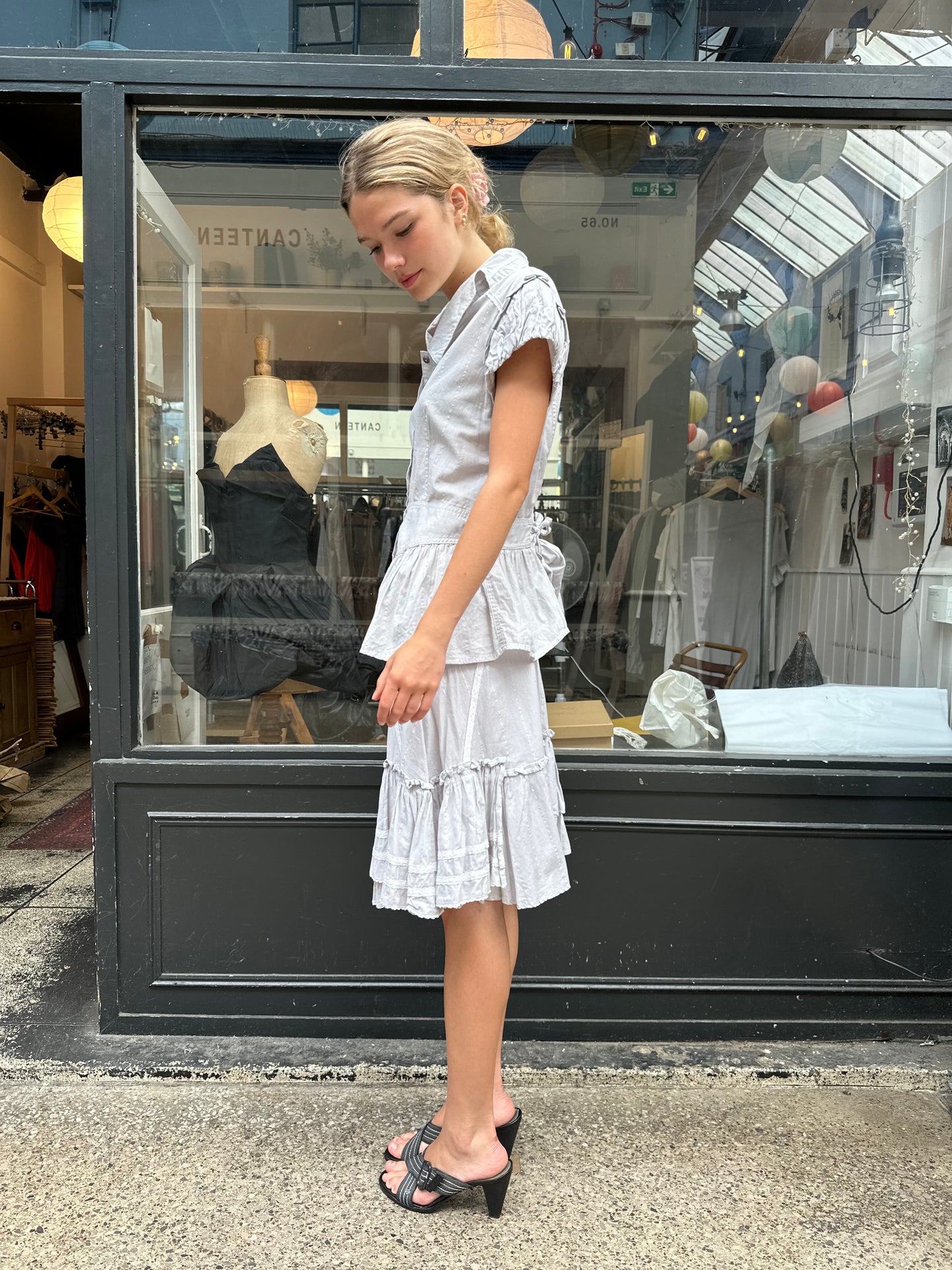striped cotton top and skirt set