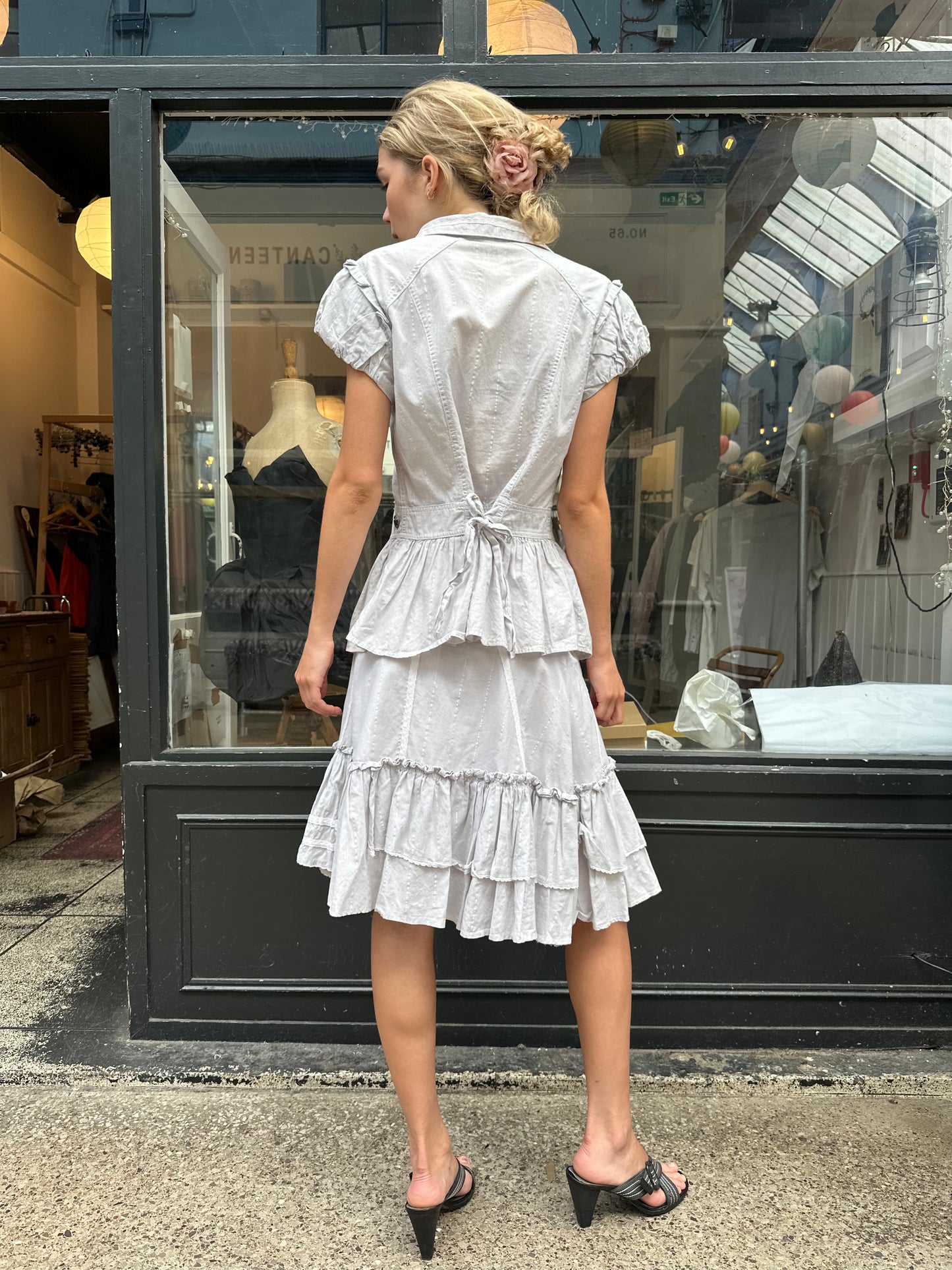 striped cotton top and skirt set