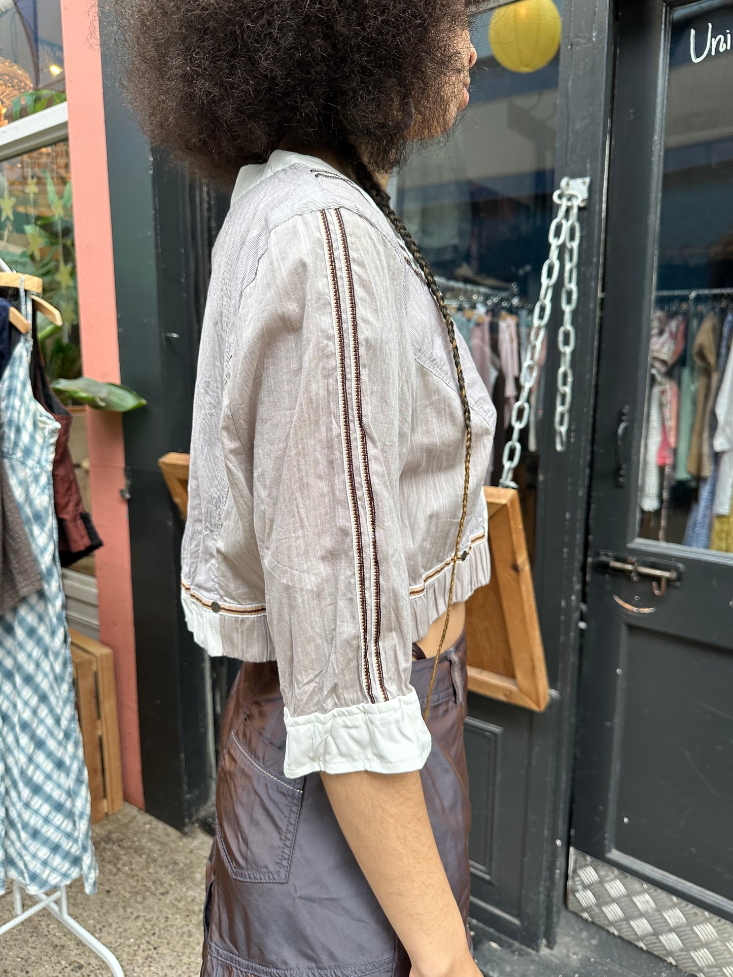 C'FAIT POUR VOUS Brown Striped Bolero