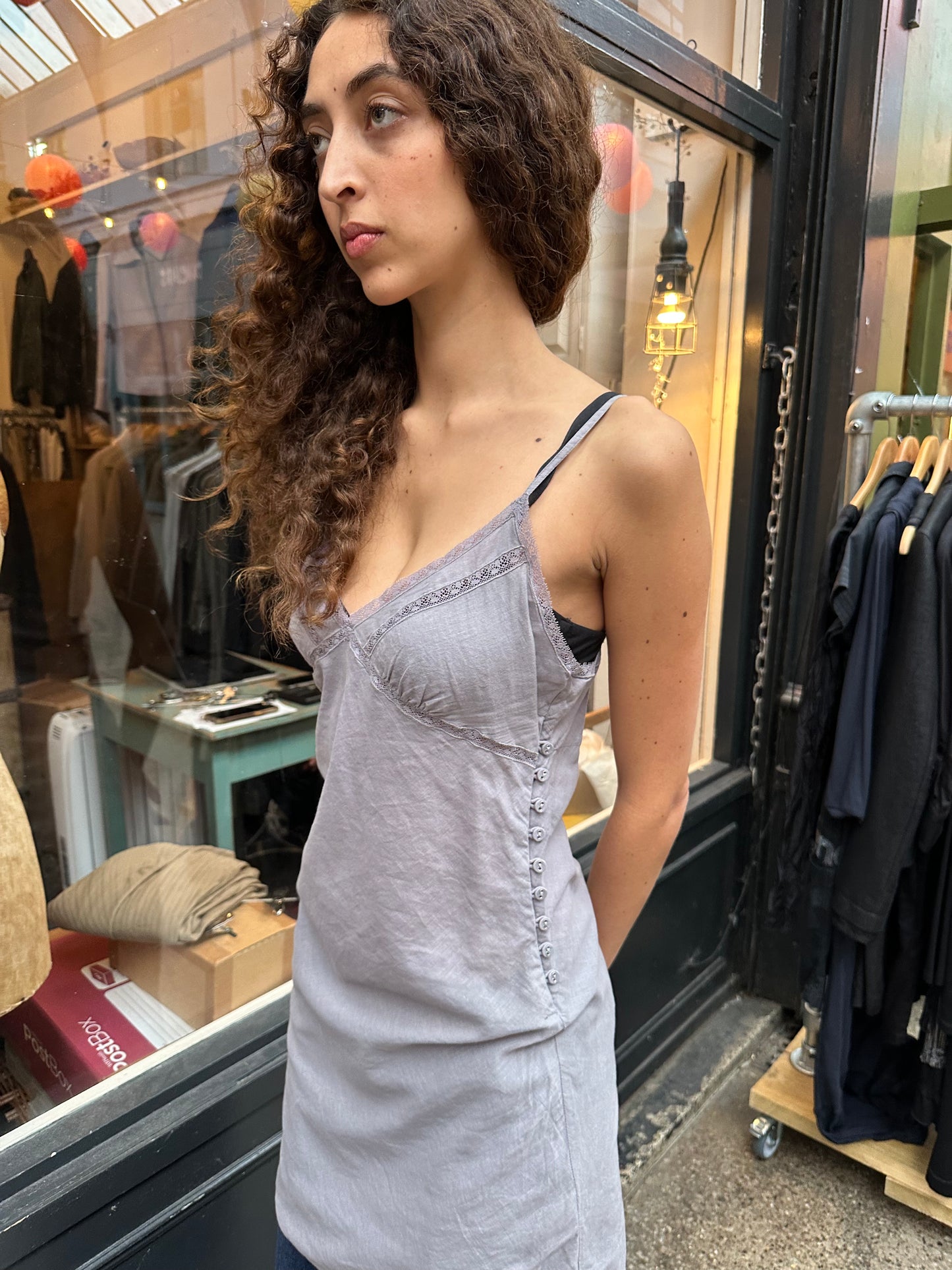 ALL SAINTS Grey Slip Dress