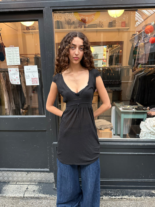 Black fine knit mini dress