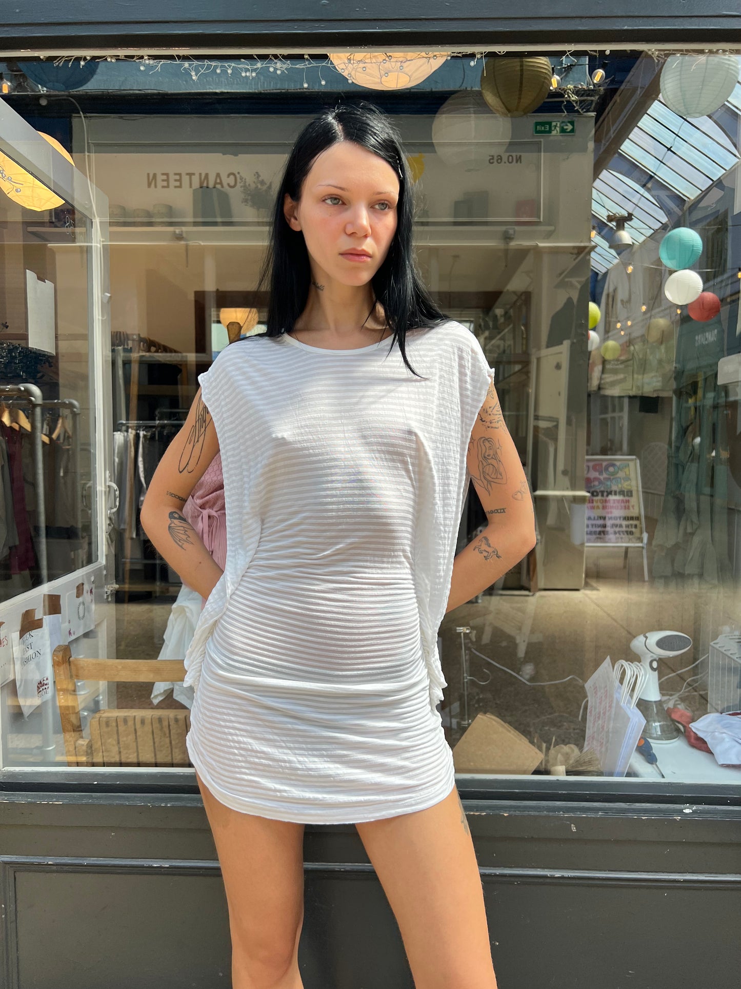 White striped mini dress