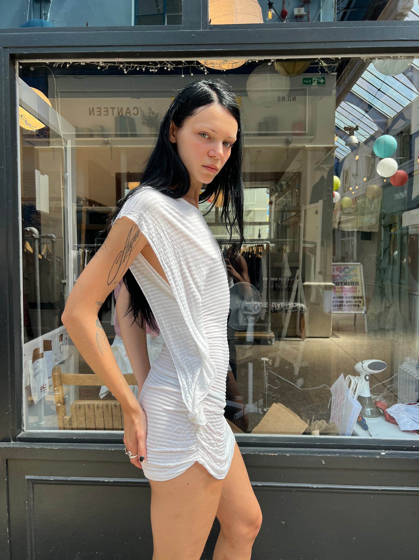 White striped mini dress