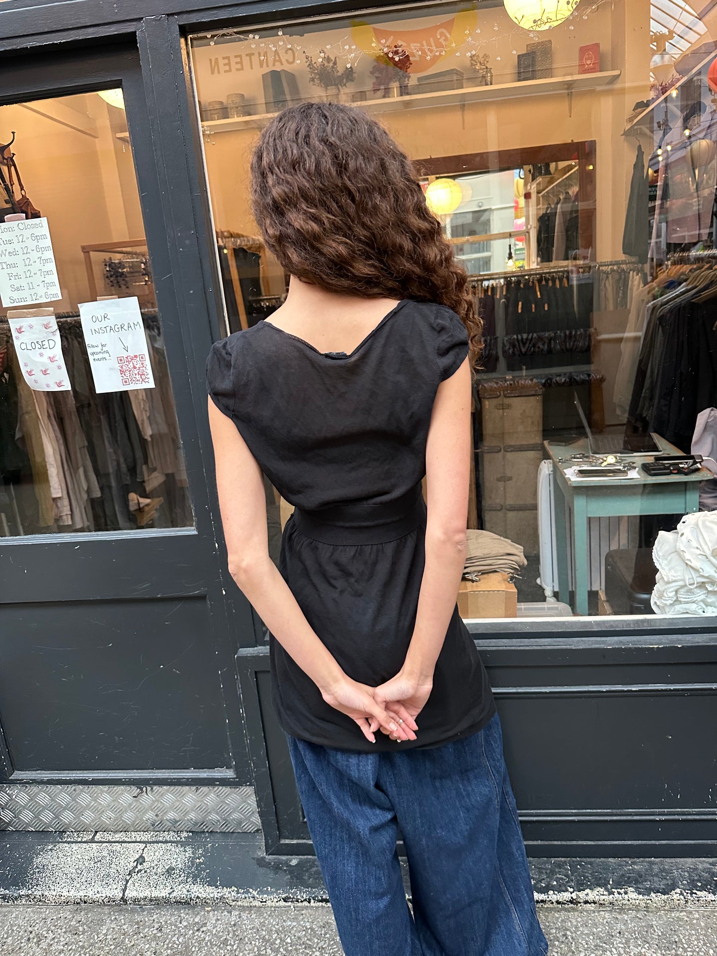 Black fine knit mini dress