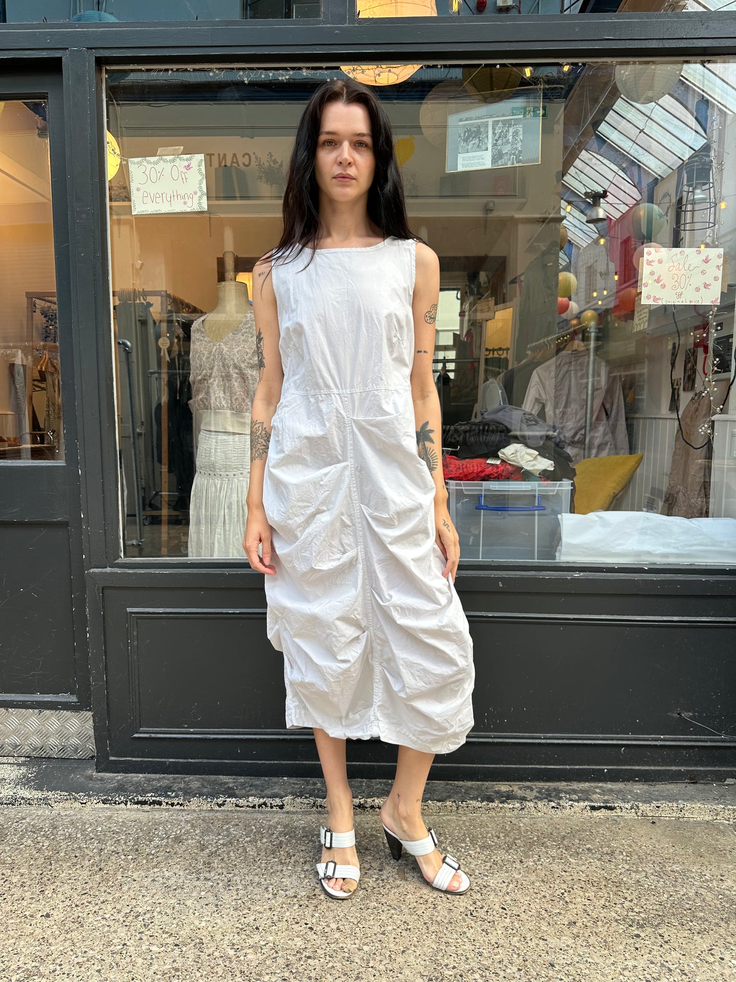 White 100% cotton maxi dress