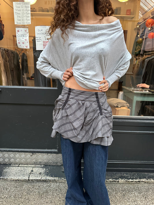 BENCH grey and black checked mini skirt