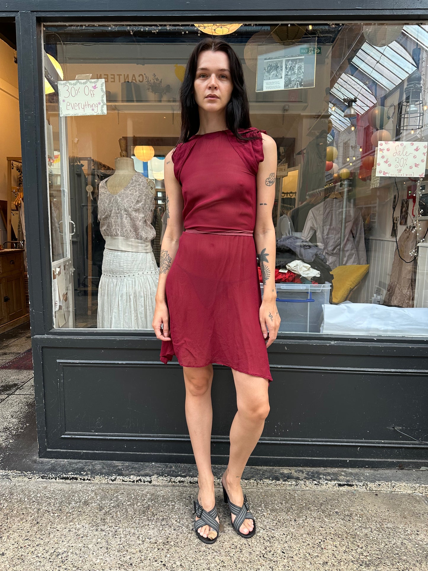 ALL SAINTS 100% red silk dress
