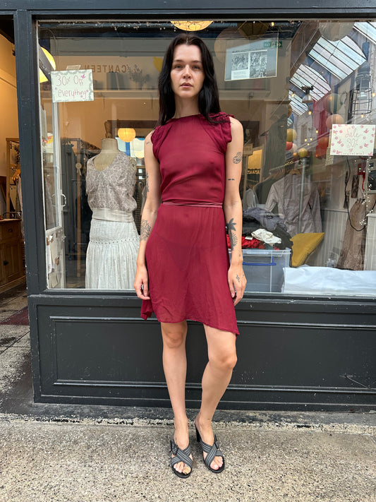 ALL SAINTS 100% red silk dress