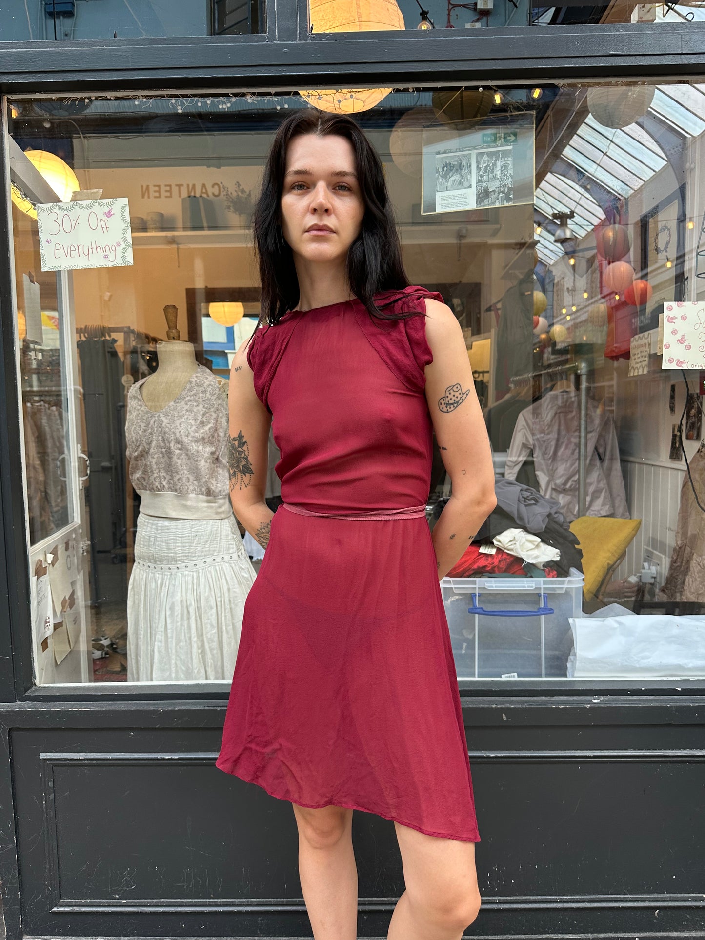 ALL SAINTS 100% red silk dress