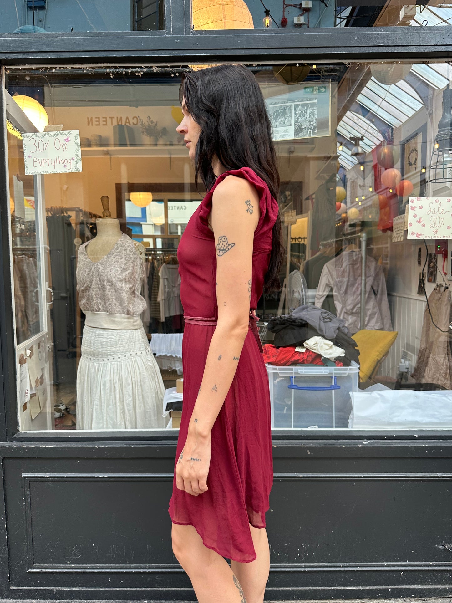 ALL SAINTS 100% red silk dress