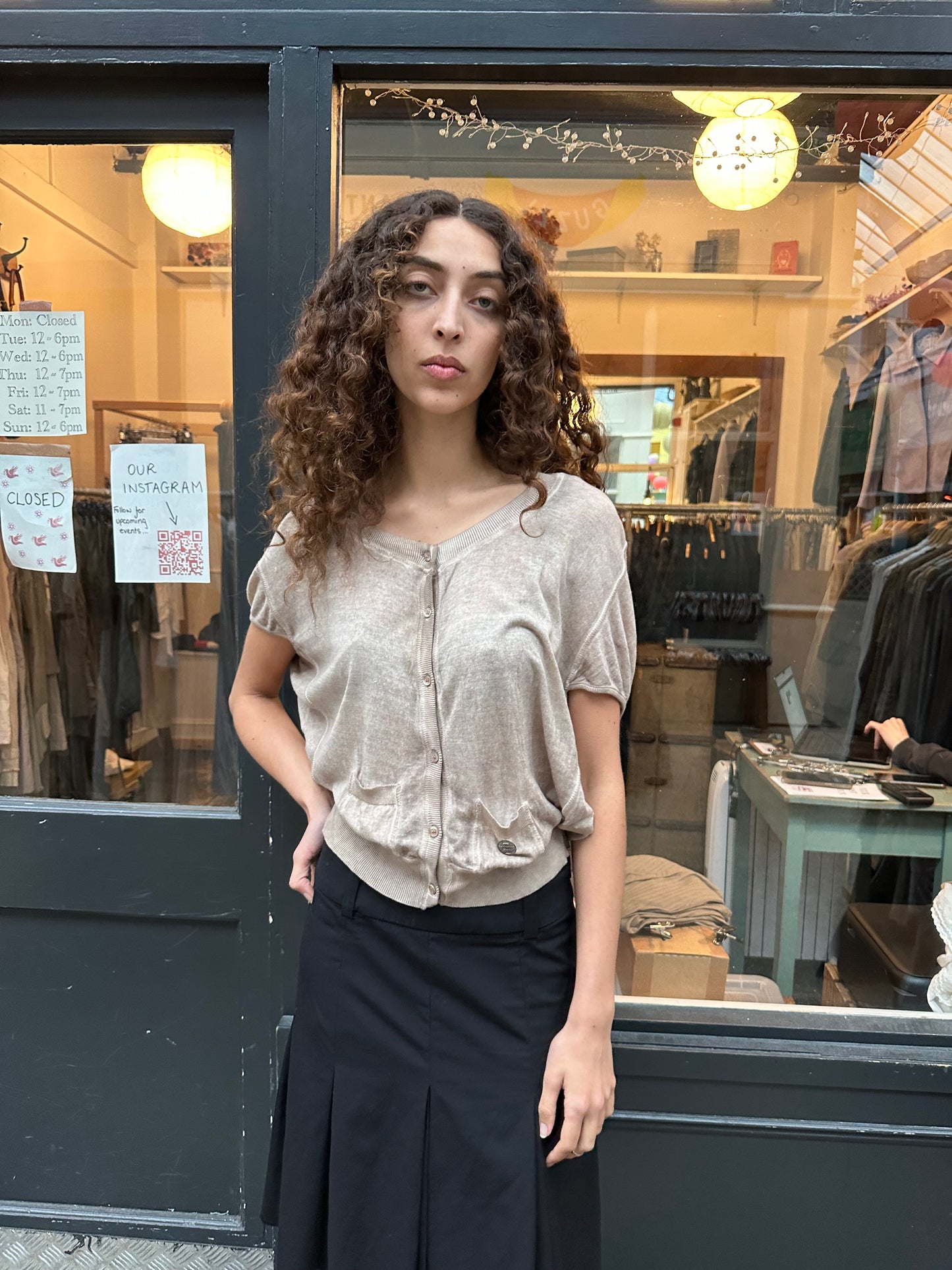 Beige batwing cardigan