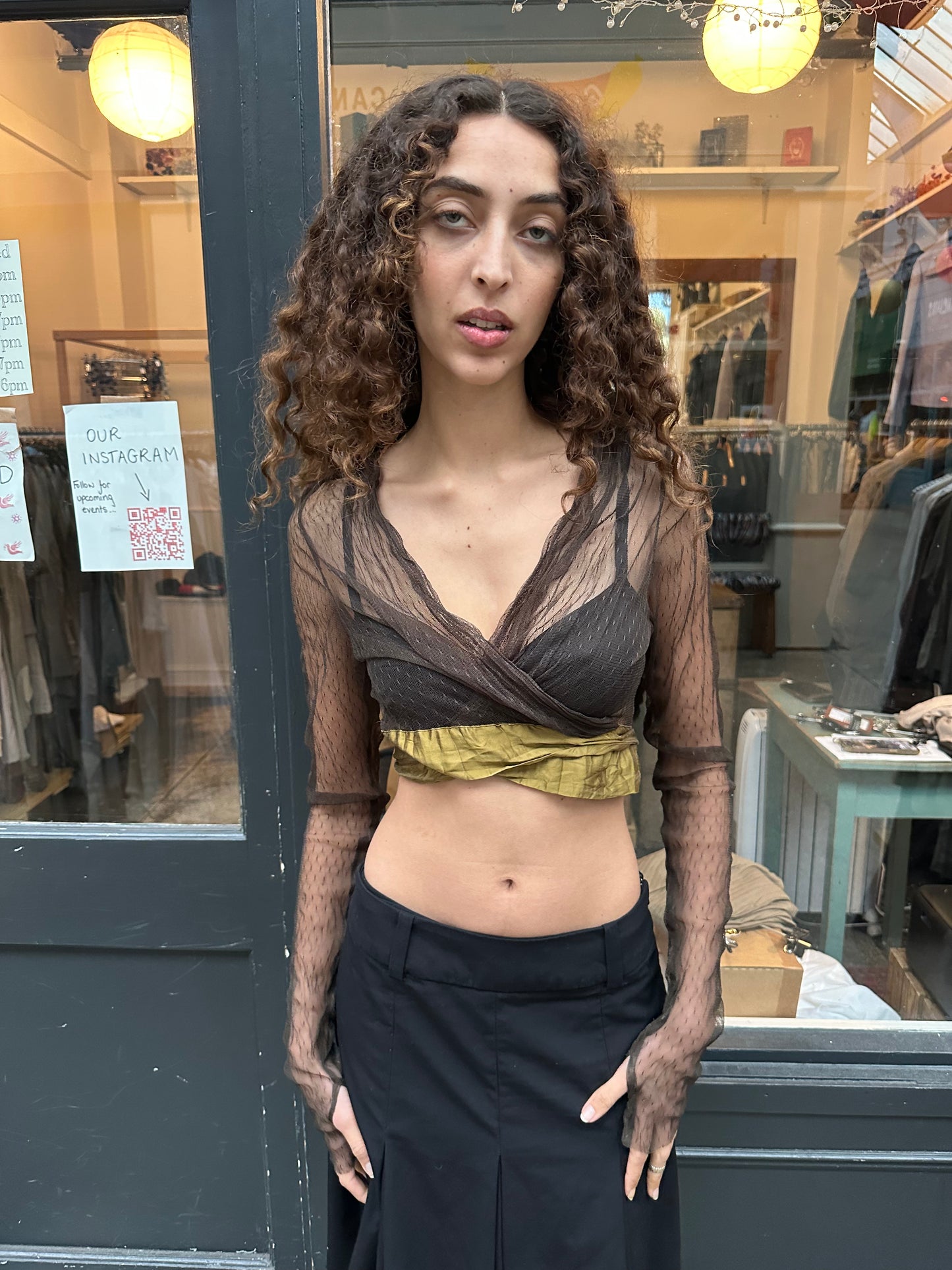 Mesh and satin bolero jacket