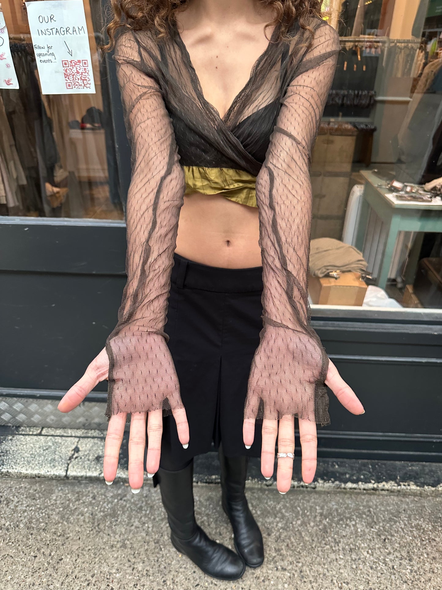 Mesh and satin bolero jacket