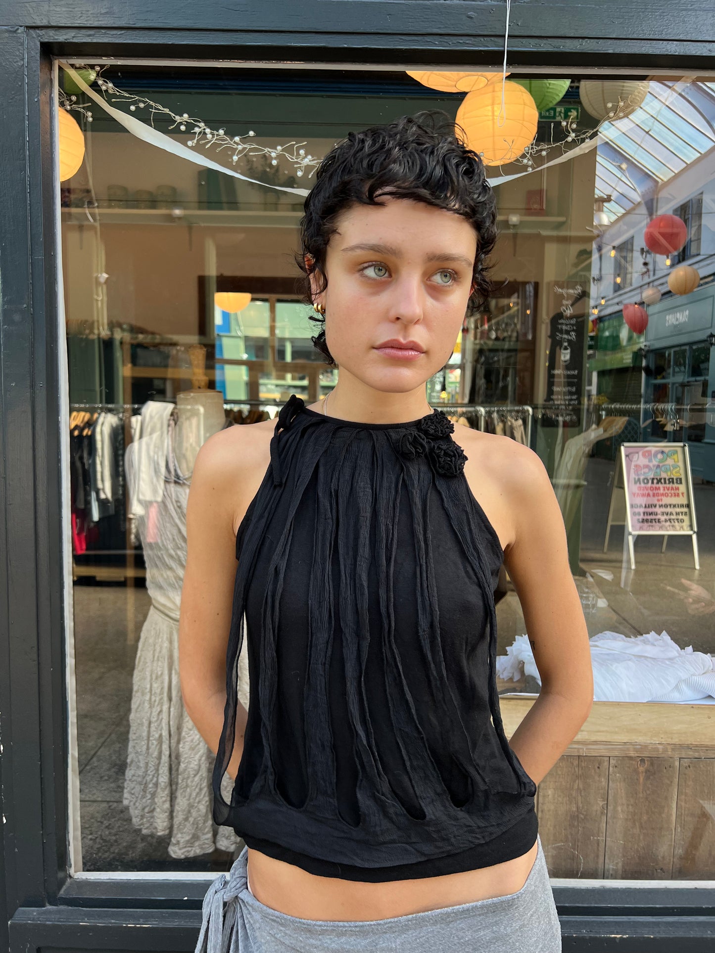 Black chiffon halter neck