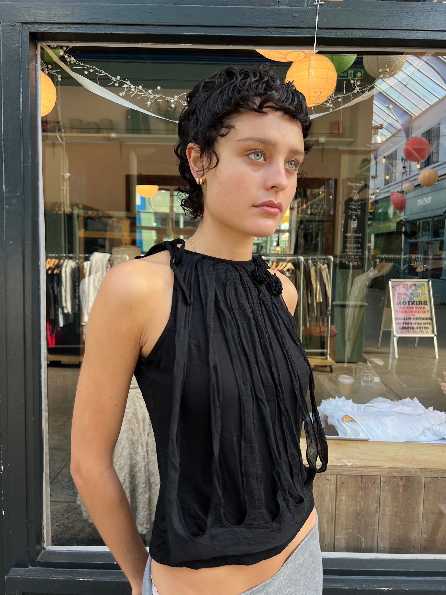 Black chiffon halter neck