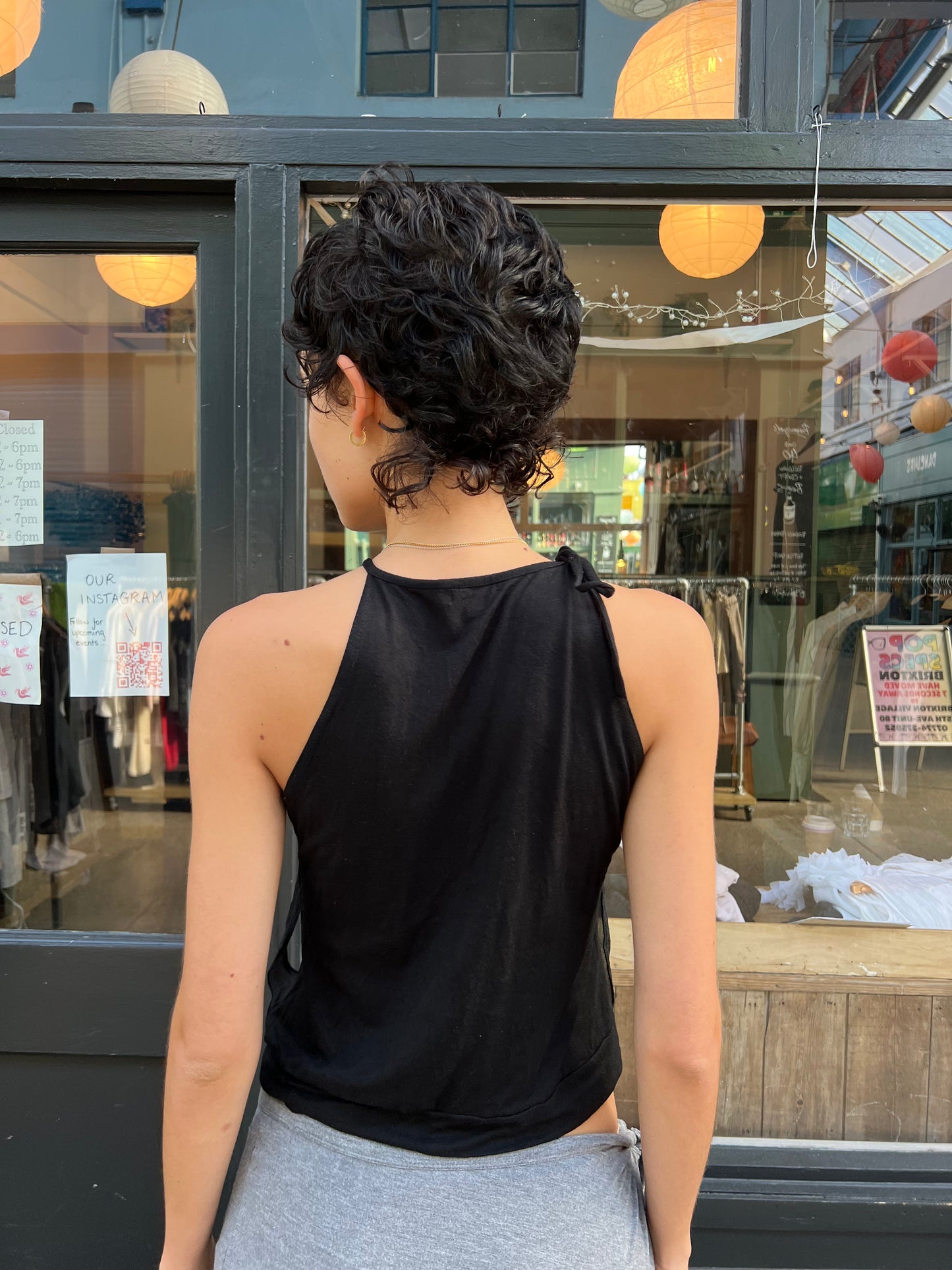 Black chiffon halter neck