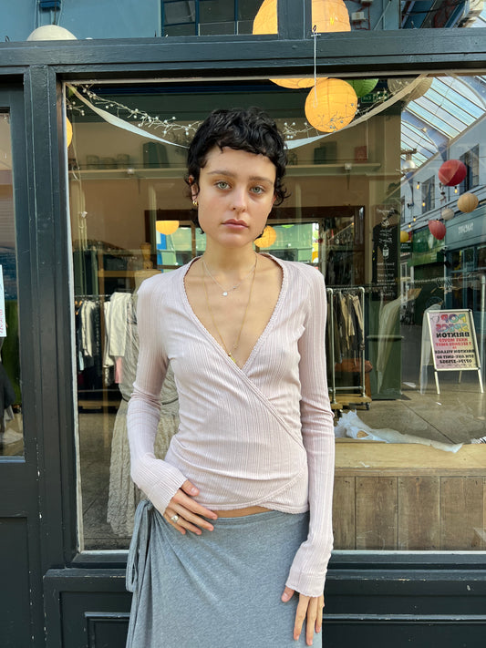 Baby pink wrap top