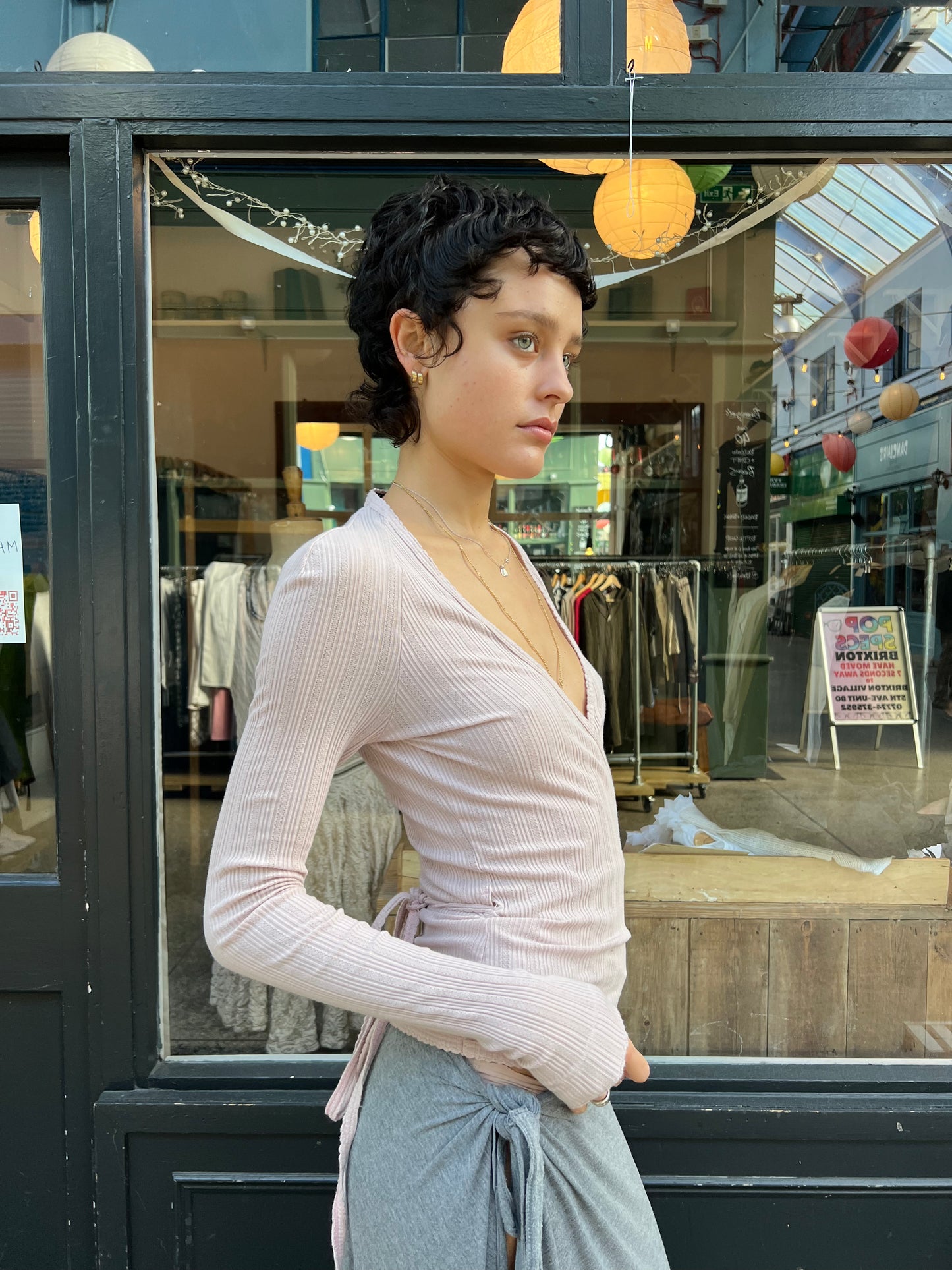 Baby pink wrap top