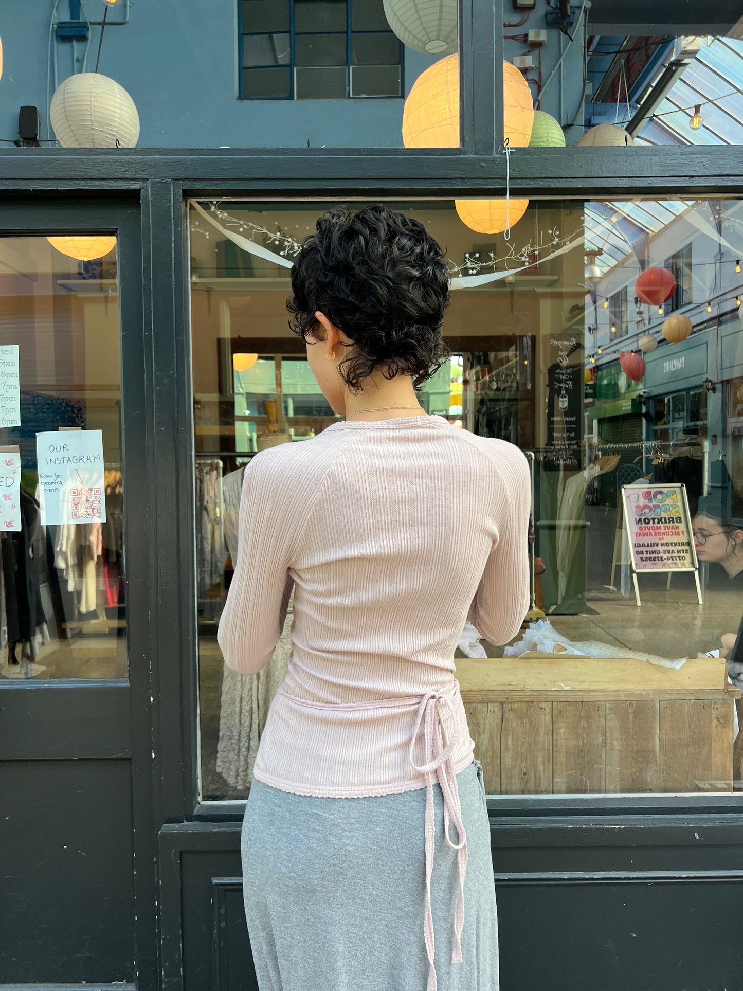 Baby pink wrap top