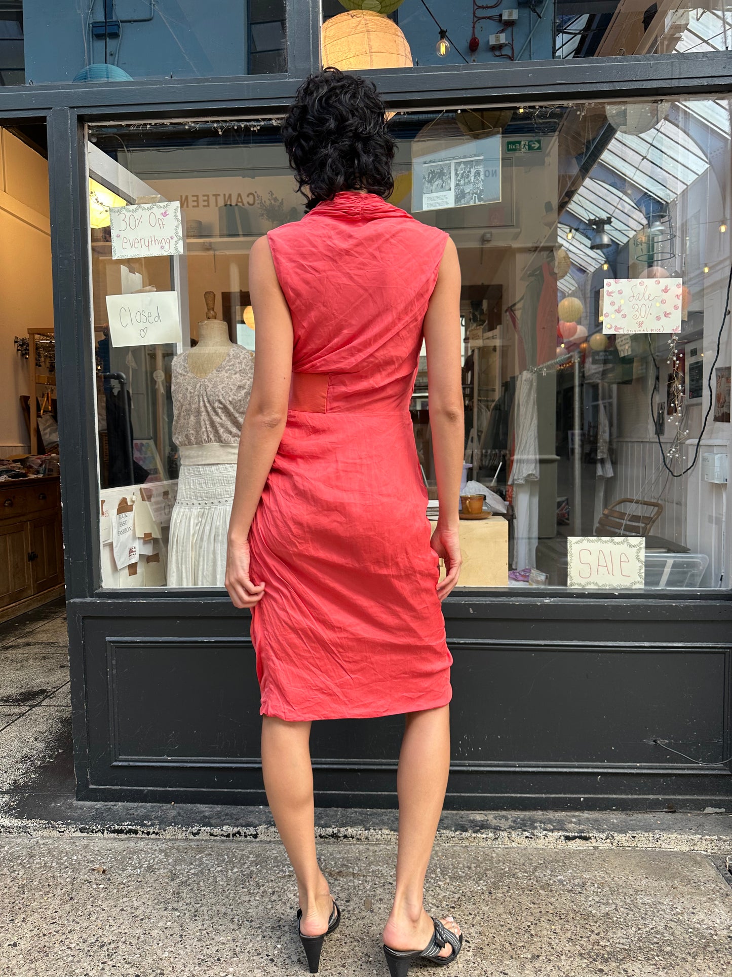 All saints coral wrap dress