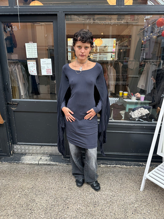 Long Sleeved Draped Sleeve Dress