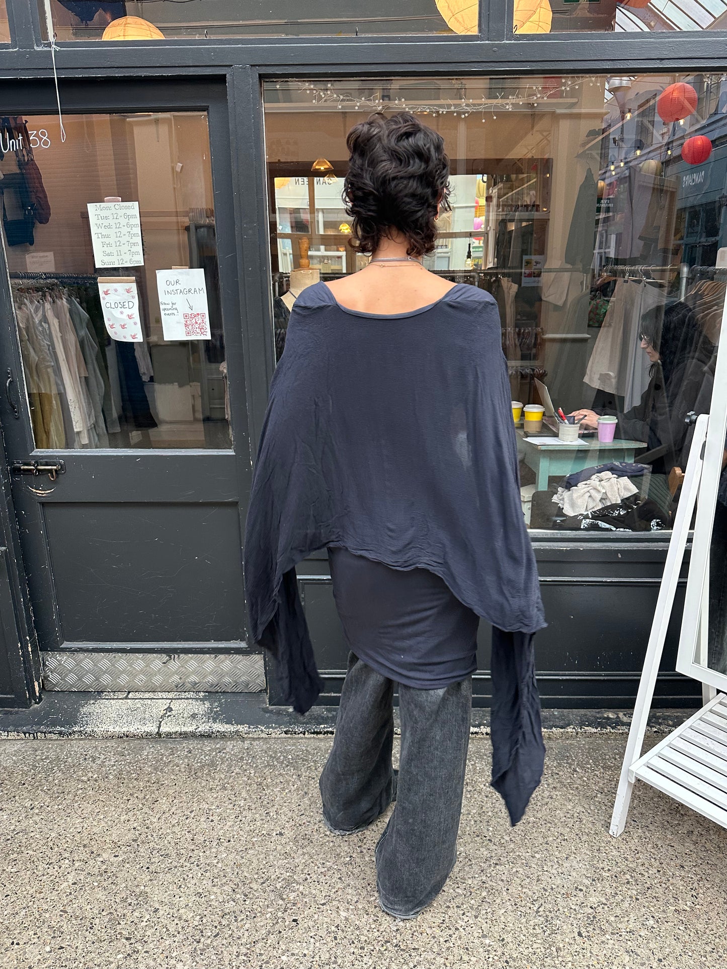 Long Sleeved Draped Sleeve Dress