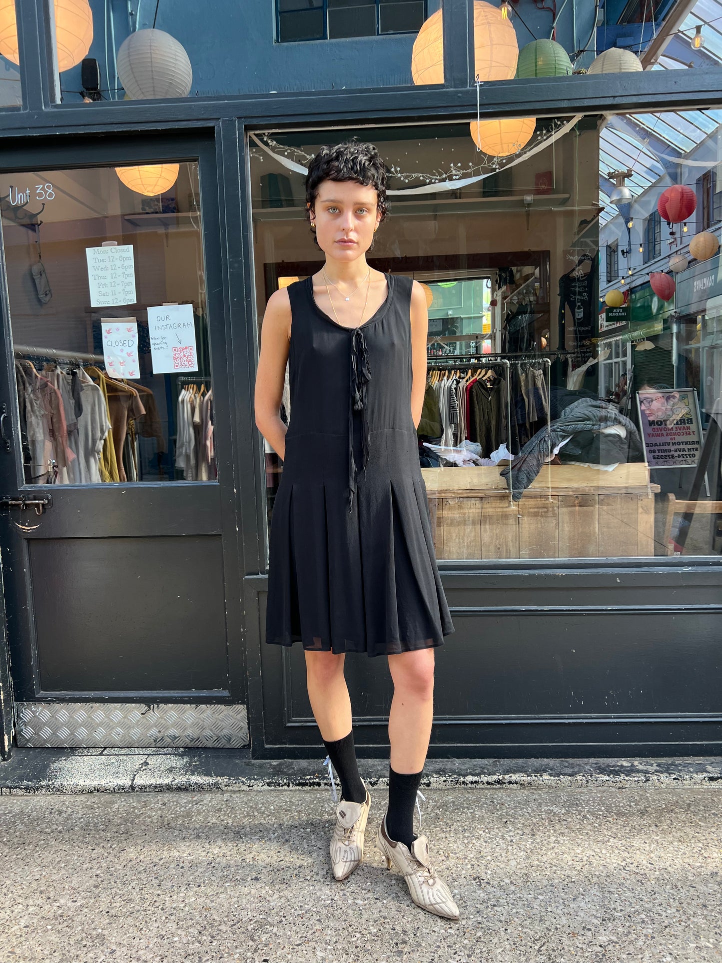 Black drop waist dress