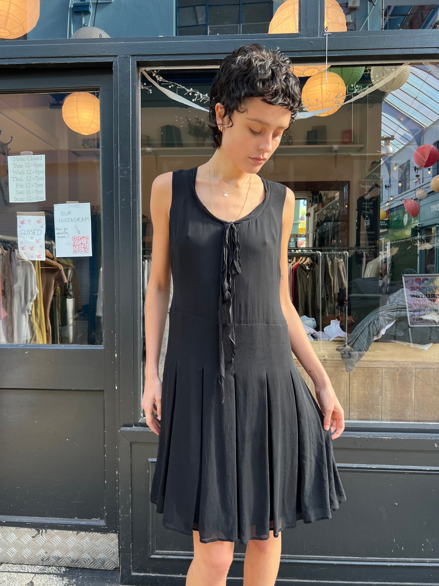 Black drop waist dress