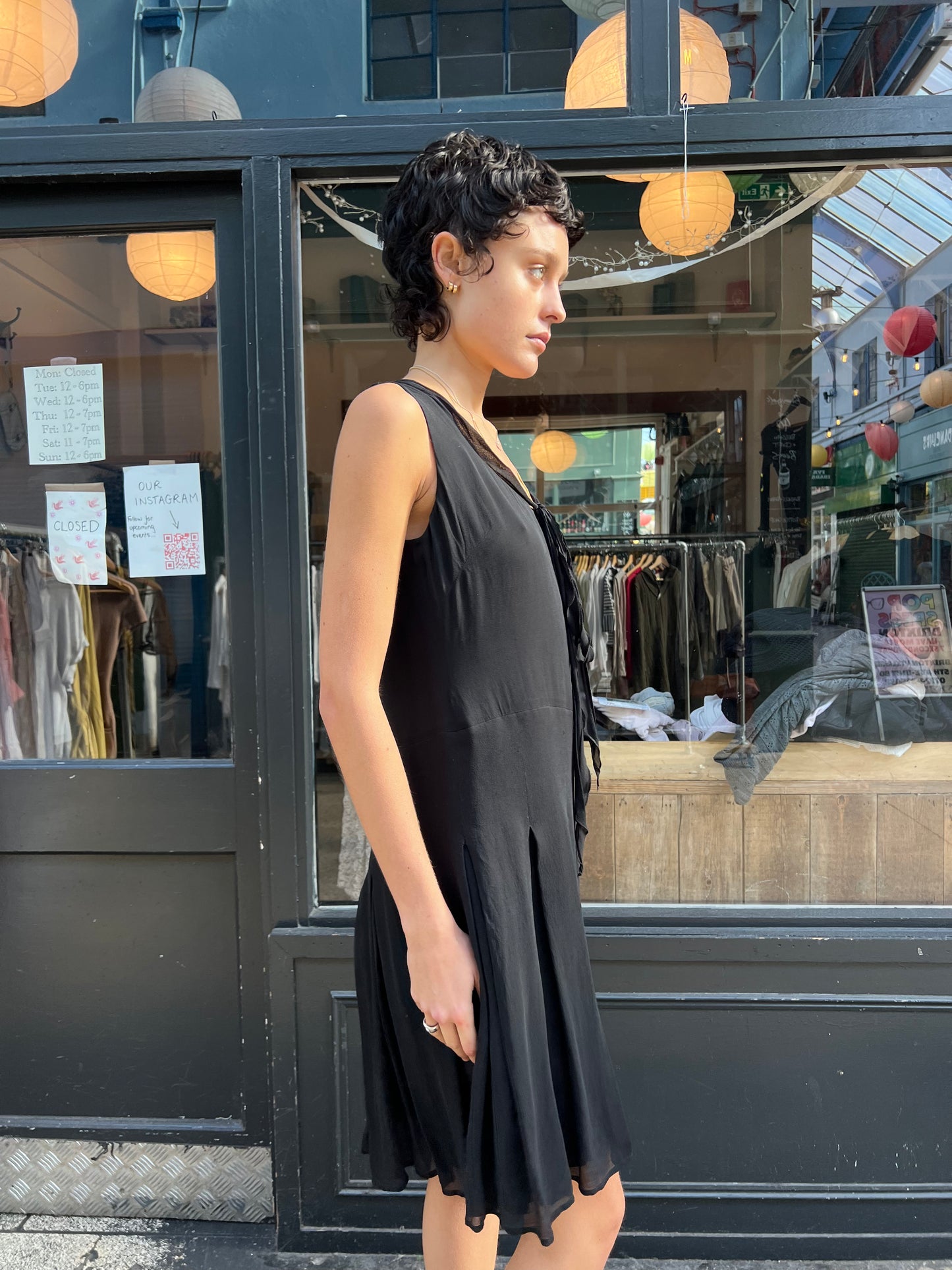 Black drop waist dress