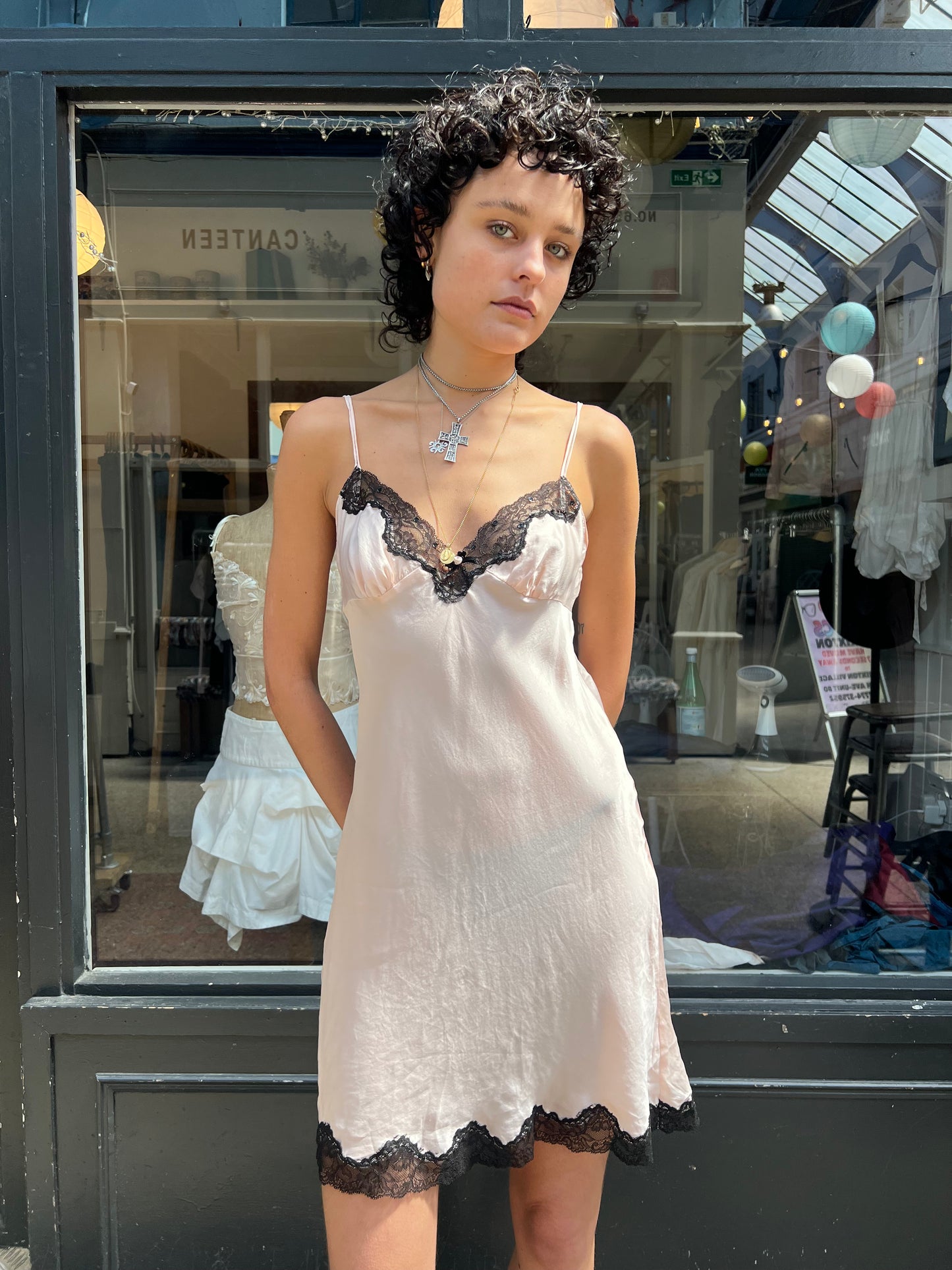 Pink 100% silk slip dress