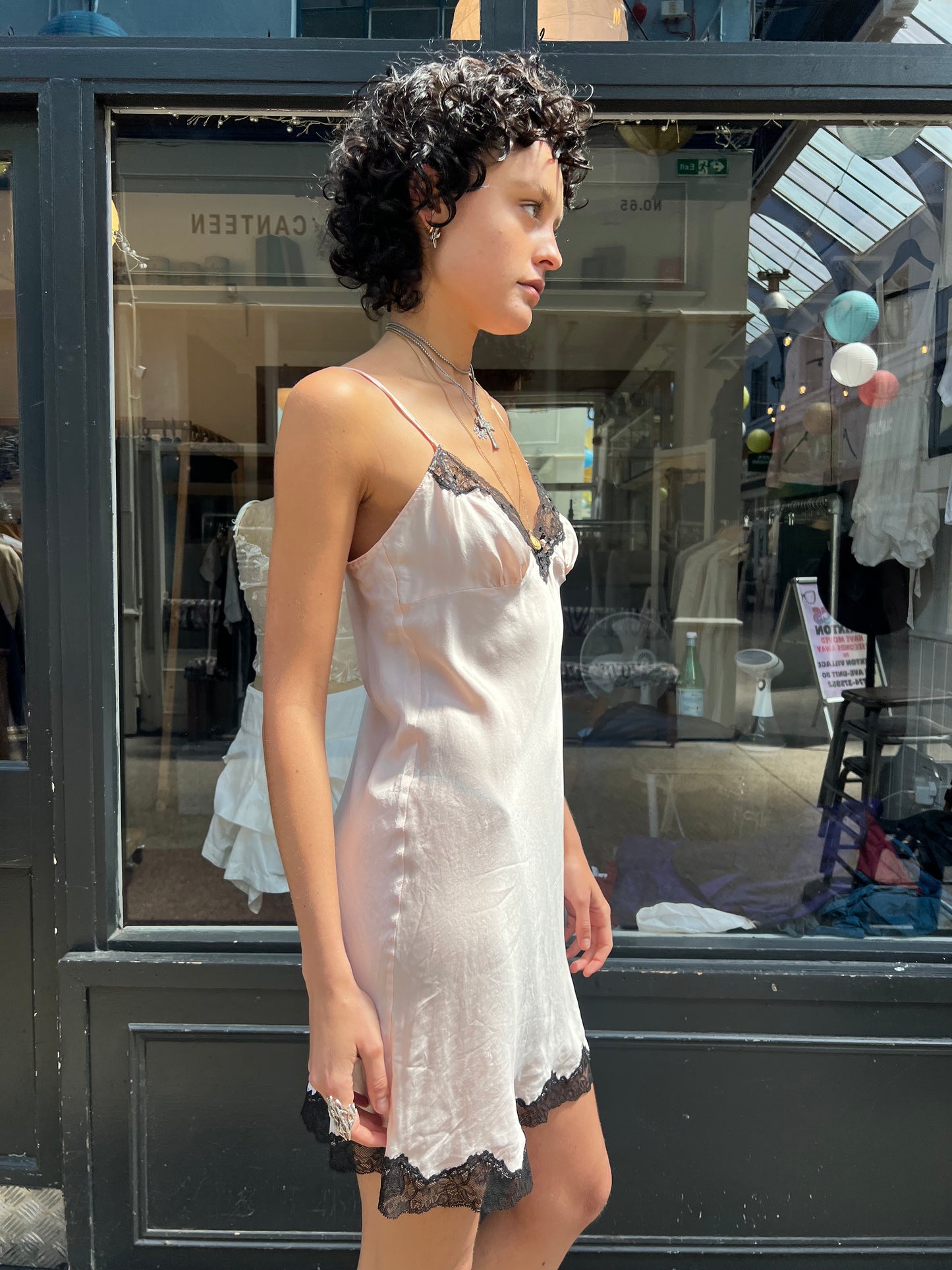 Pink 100% silk slip dress