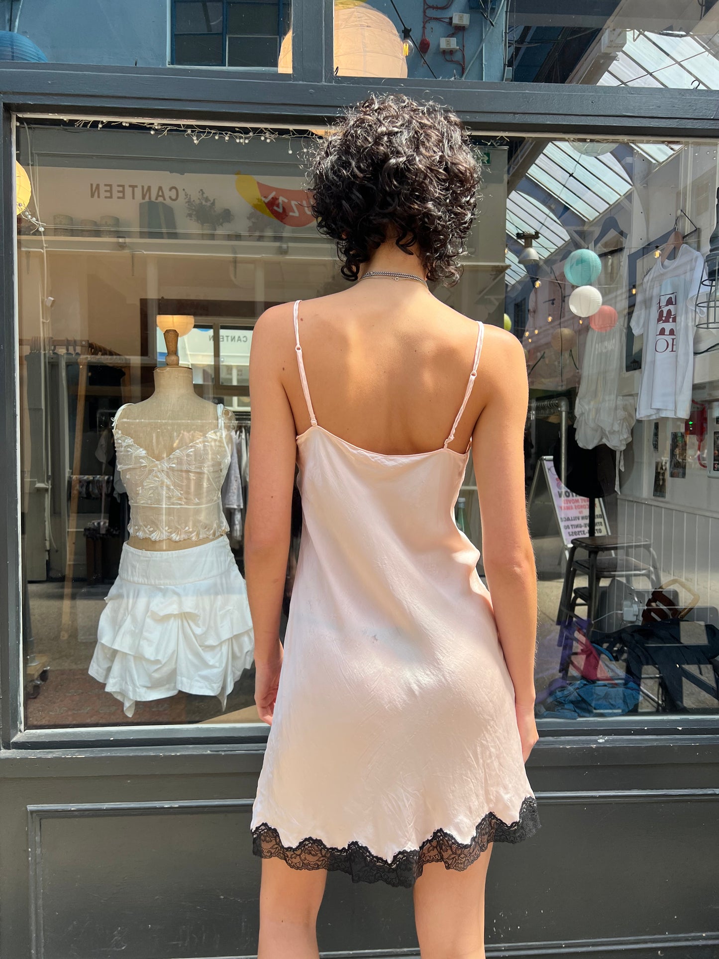 Pink 100% silk slip dress