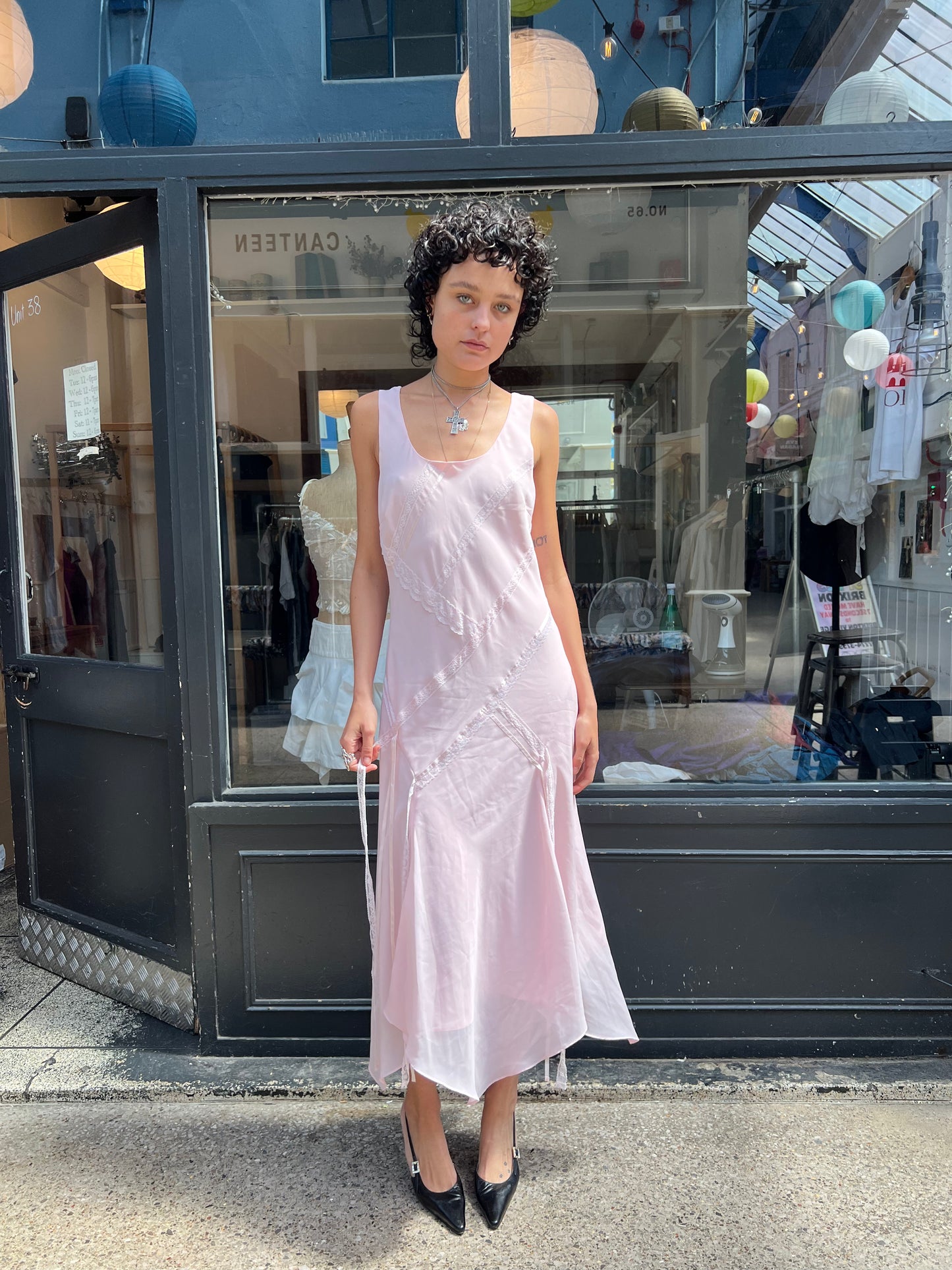 Pink slip dress