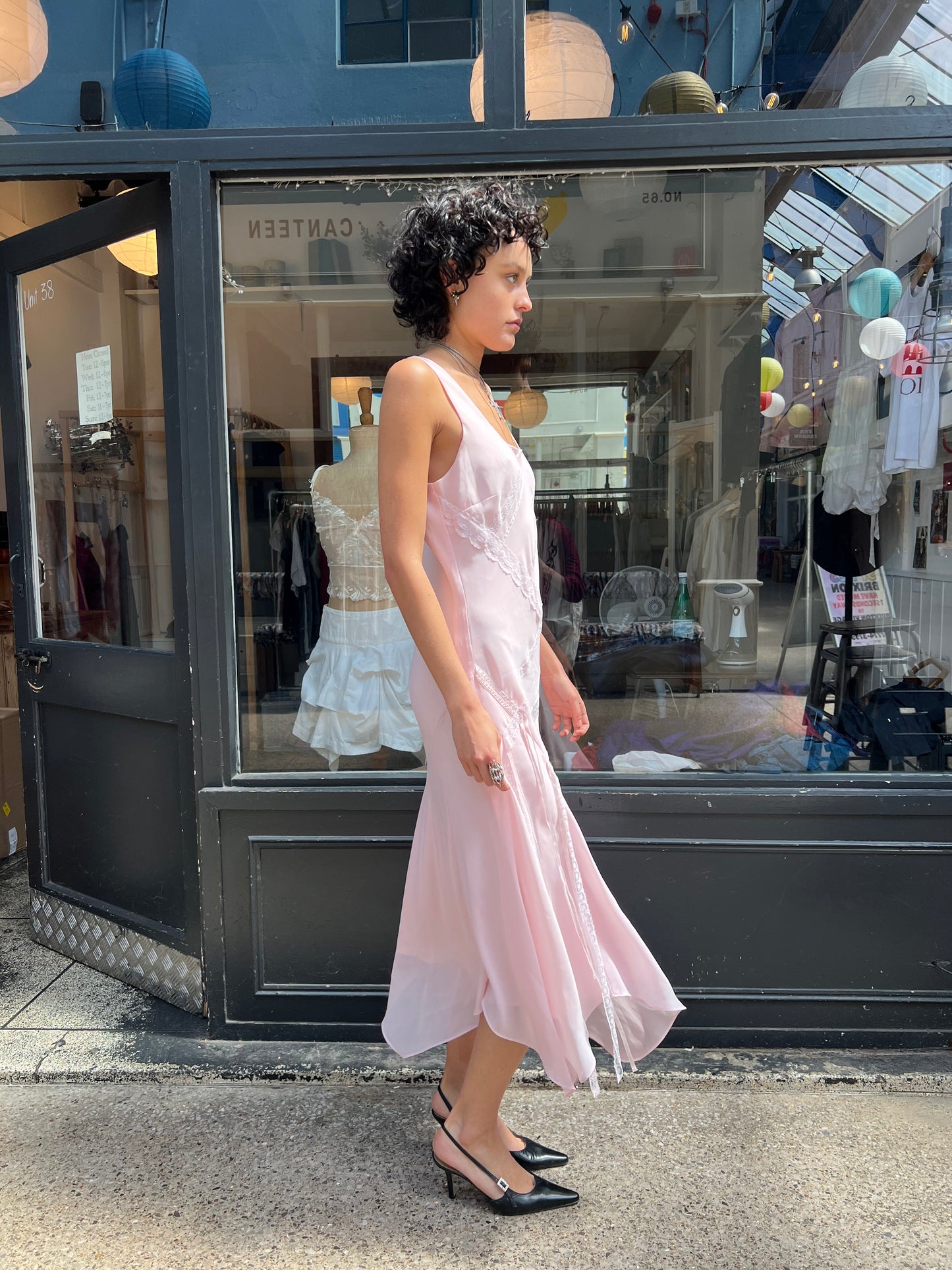 Pink slip dress