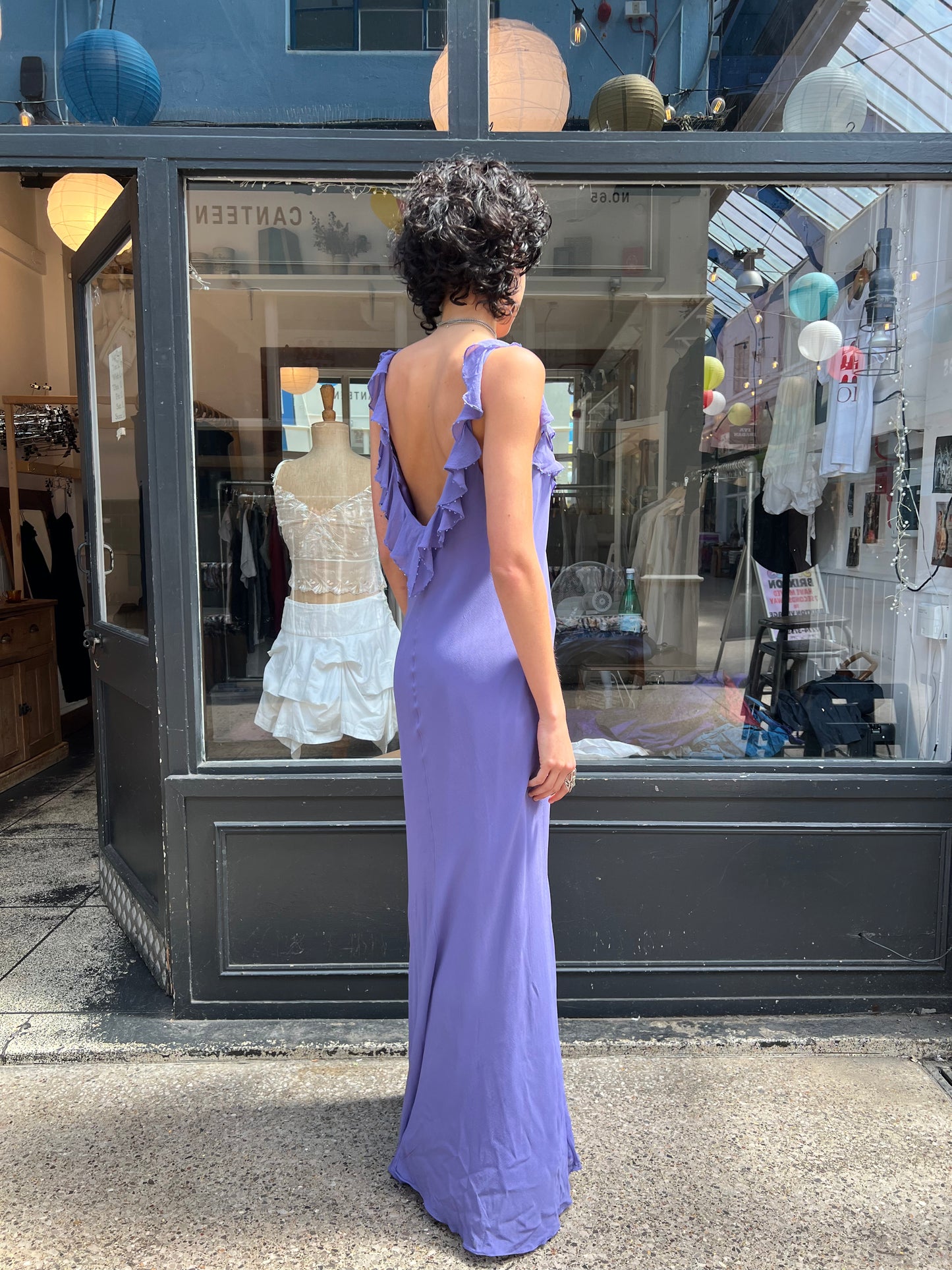 Lilac silk beaded slip dress