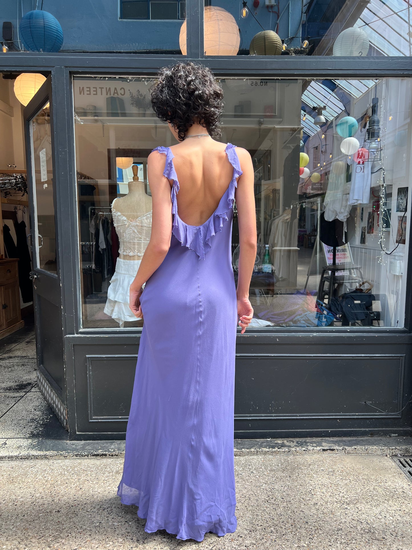 Lilac silk beaded slip dress