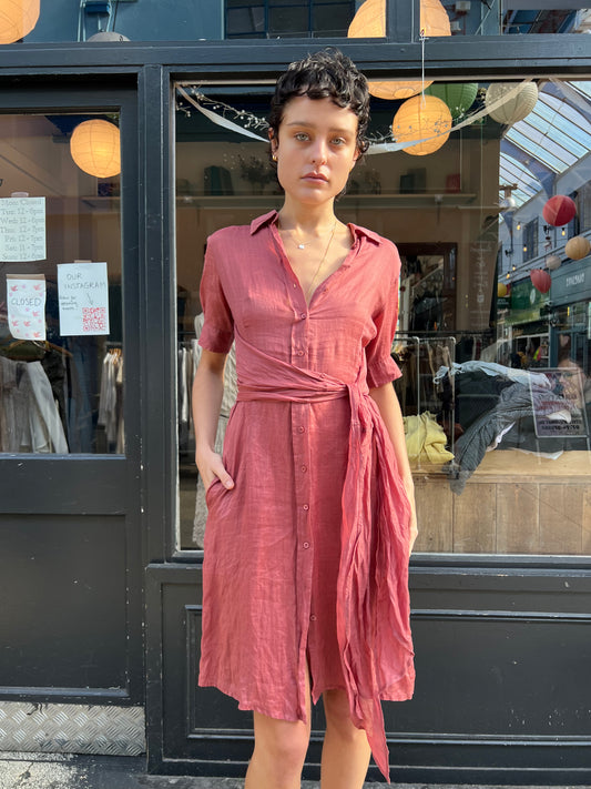 IKKS pink short sleeved dress with collar