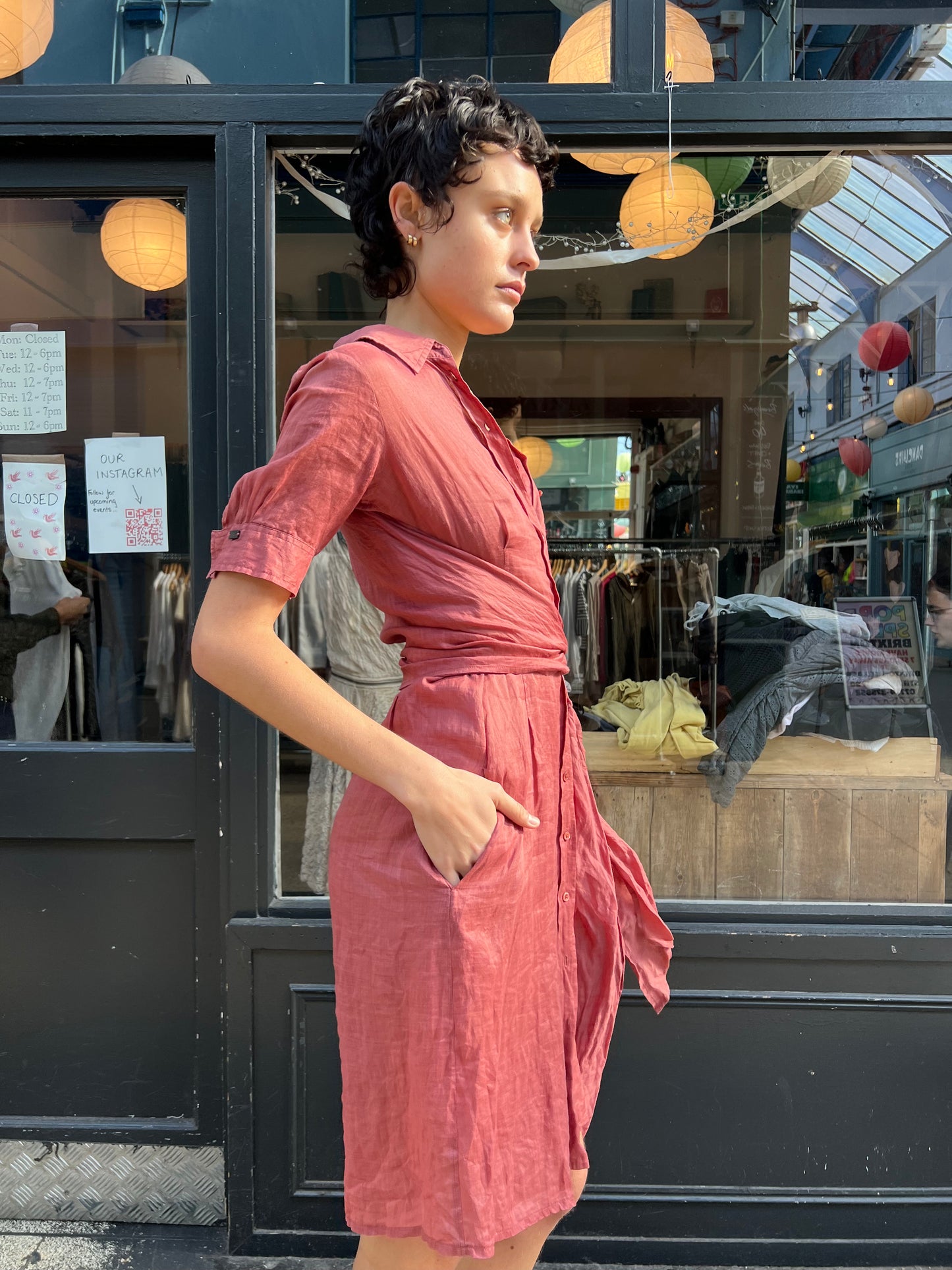 IKKS pink short sleeved dress with collar