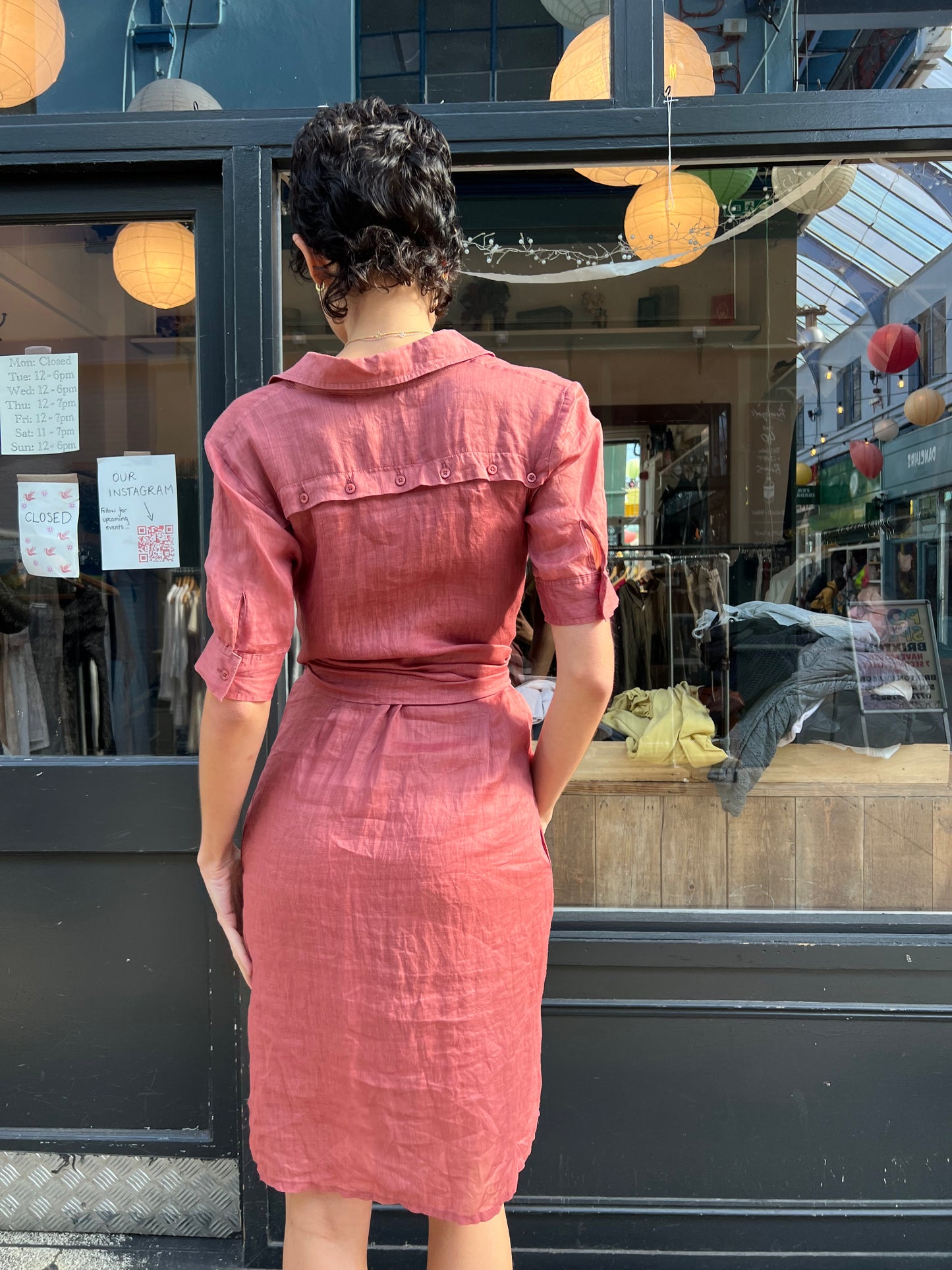 IKKS pink short sleeved dress with collar