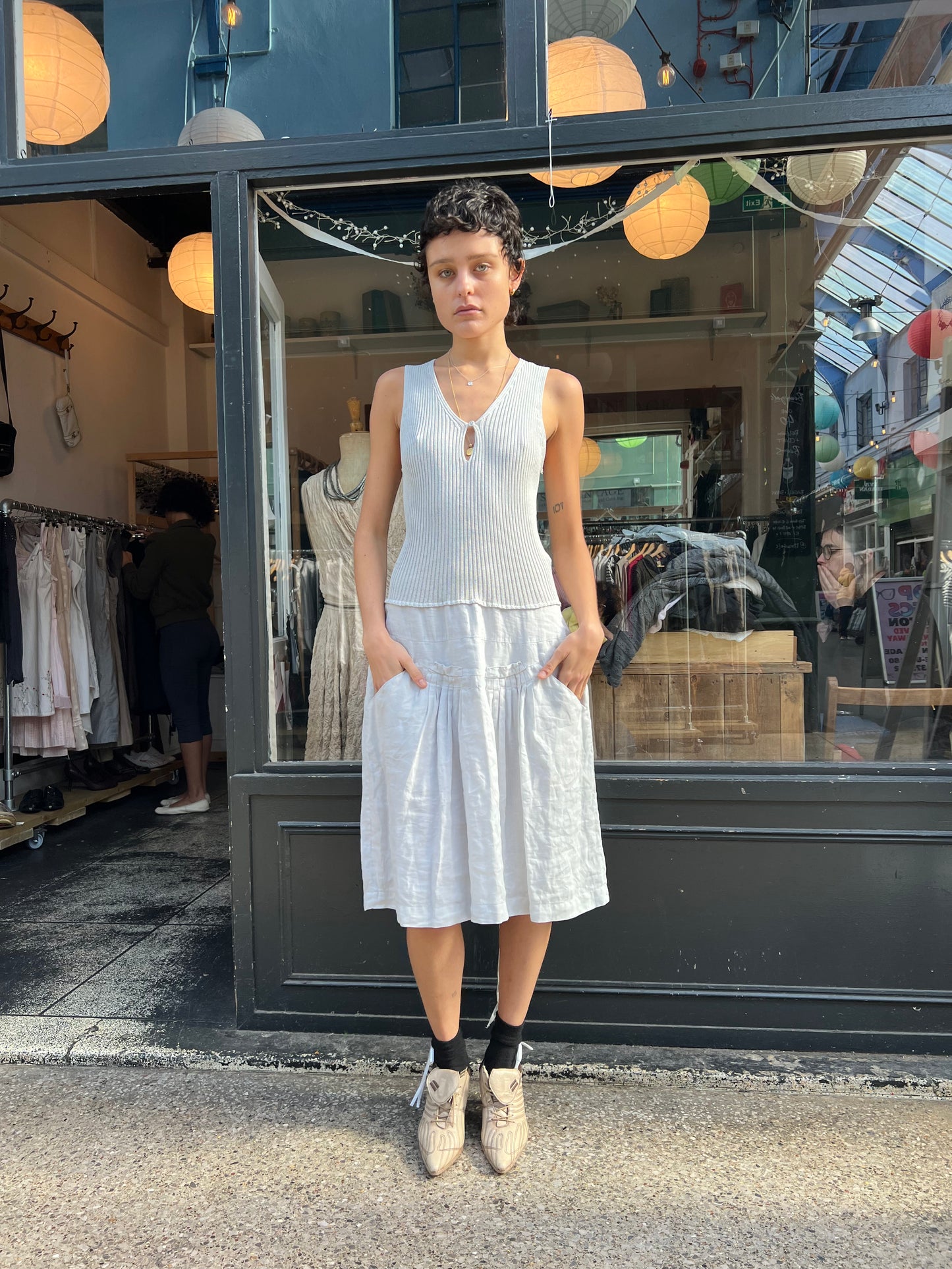 Grey drop waist dress