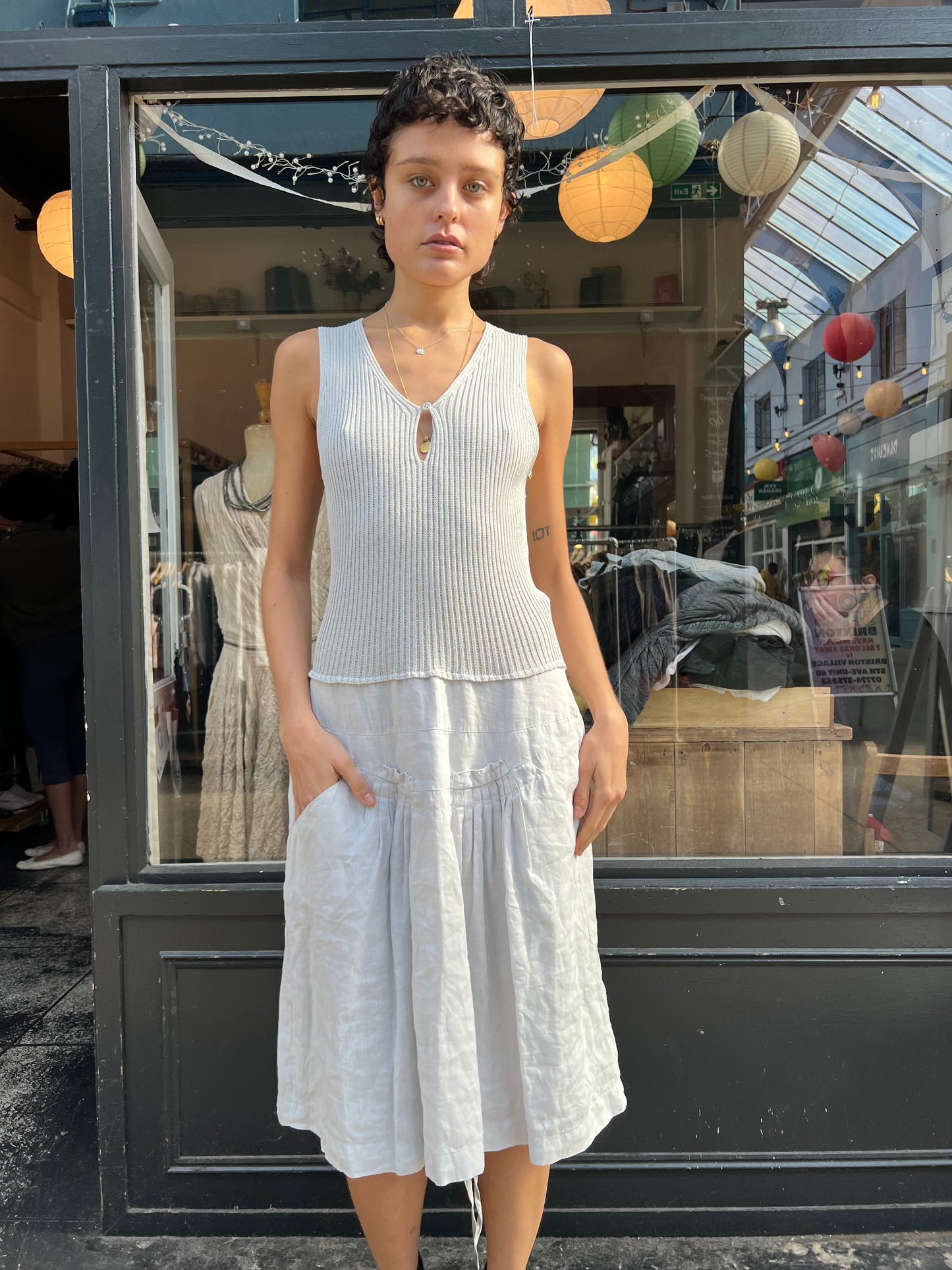 Grey drop waist dress