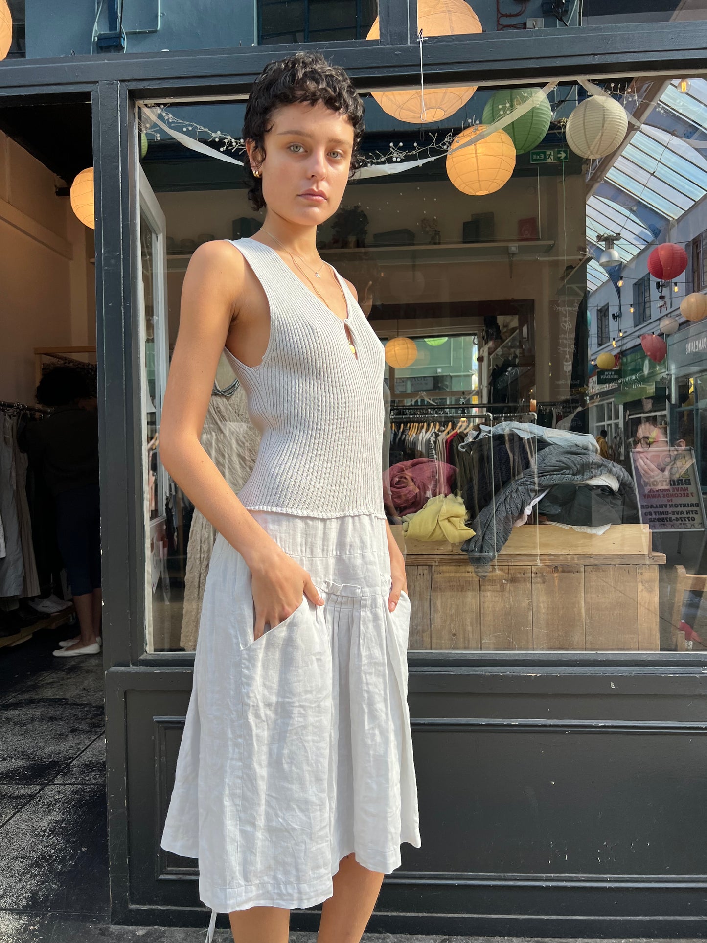 Grey drop waist dress