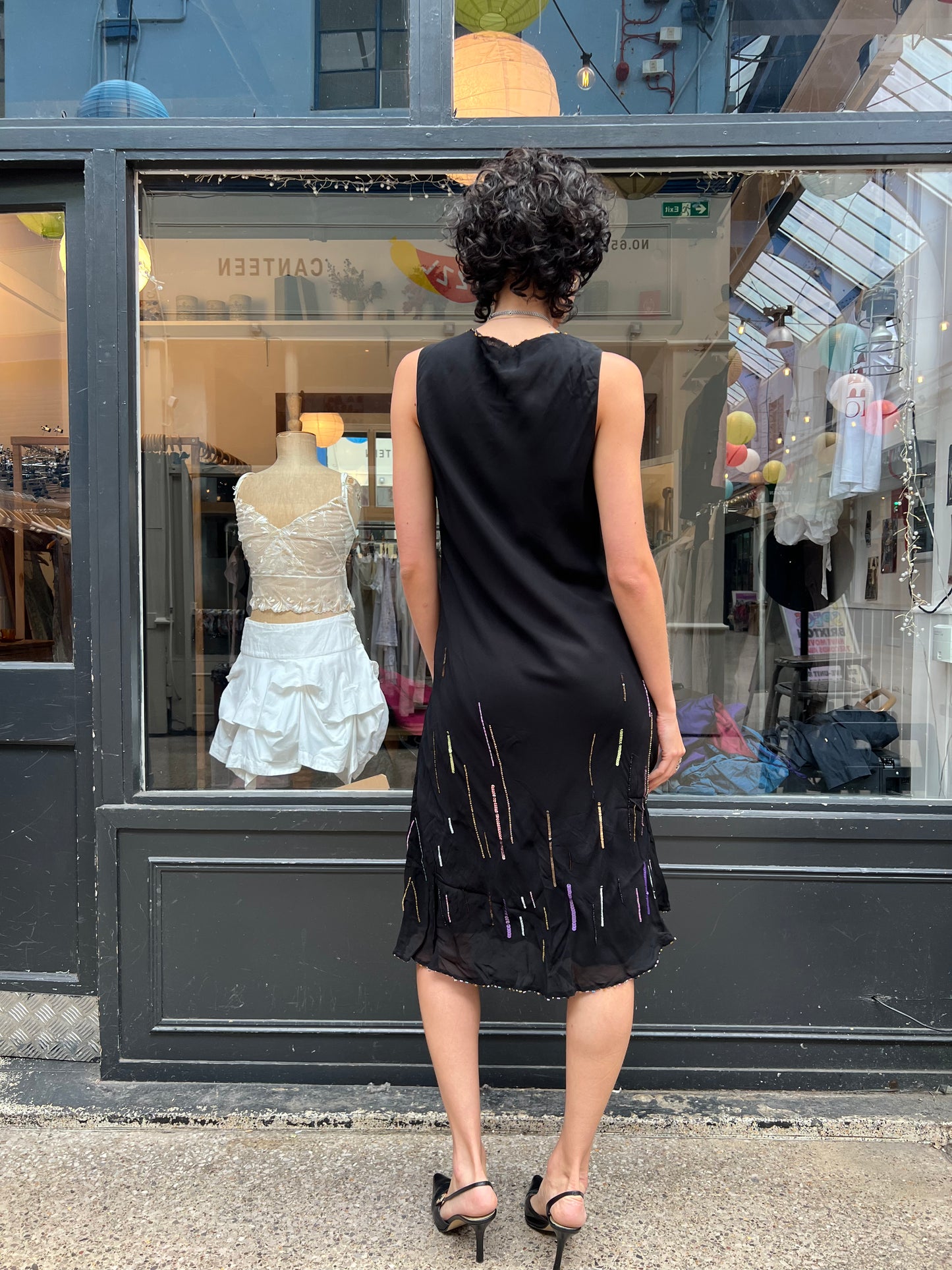 Black beaded slip dress