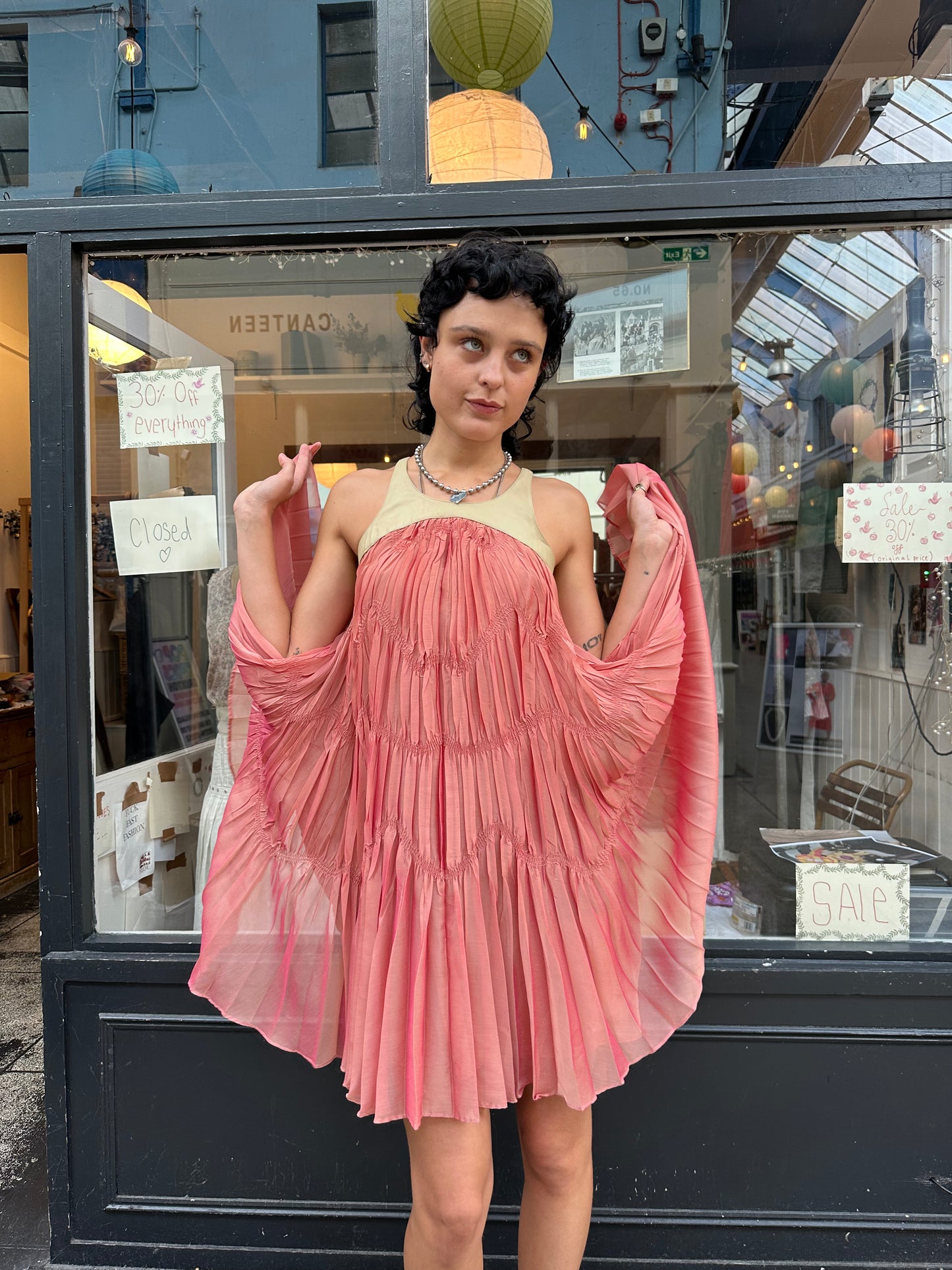 Plein sud pleated mini dress