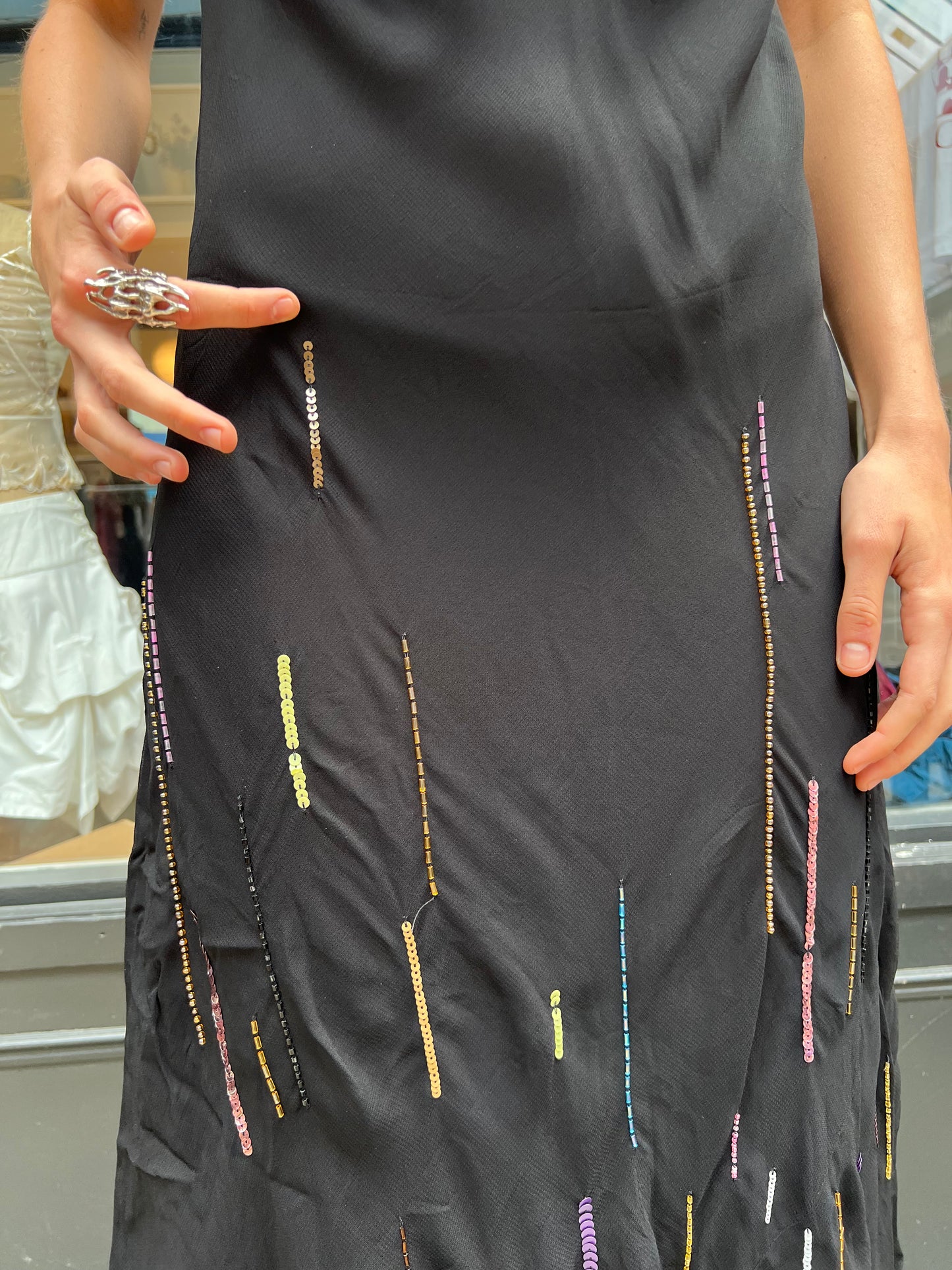 Black beaded slip dress
