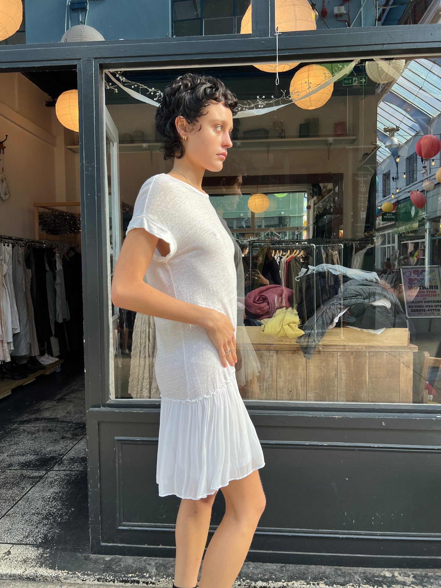 ALL SAINTS White drop waist dress