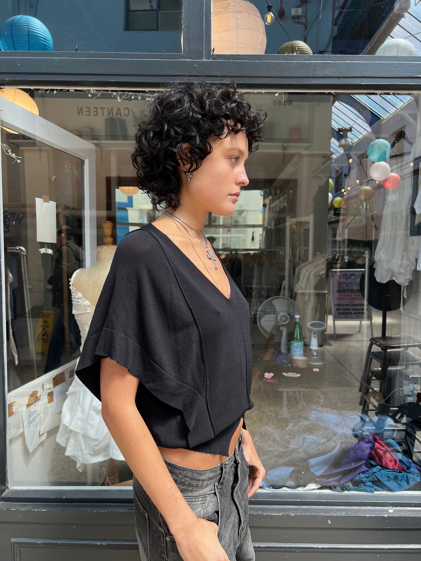 Black batwing slouchy tshirt