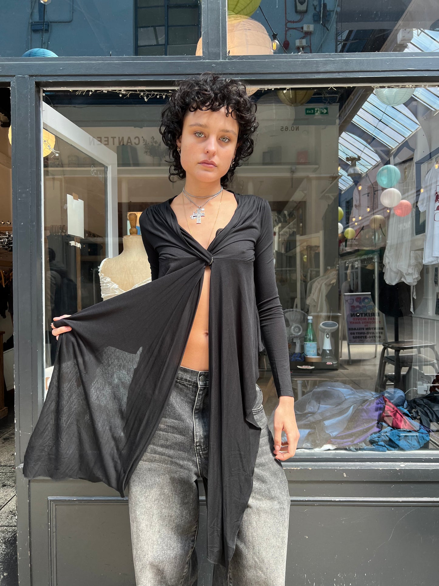 All saints black waterfall top